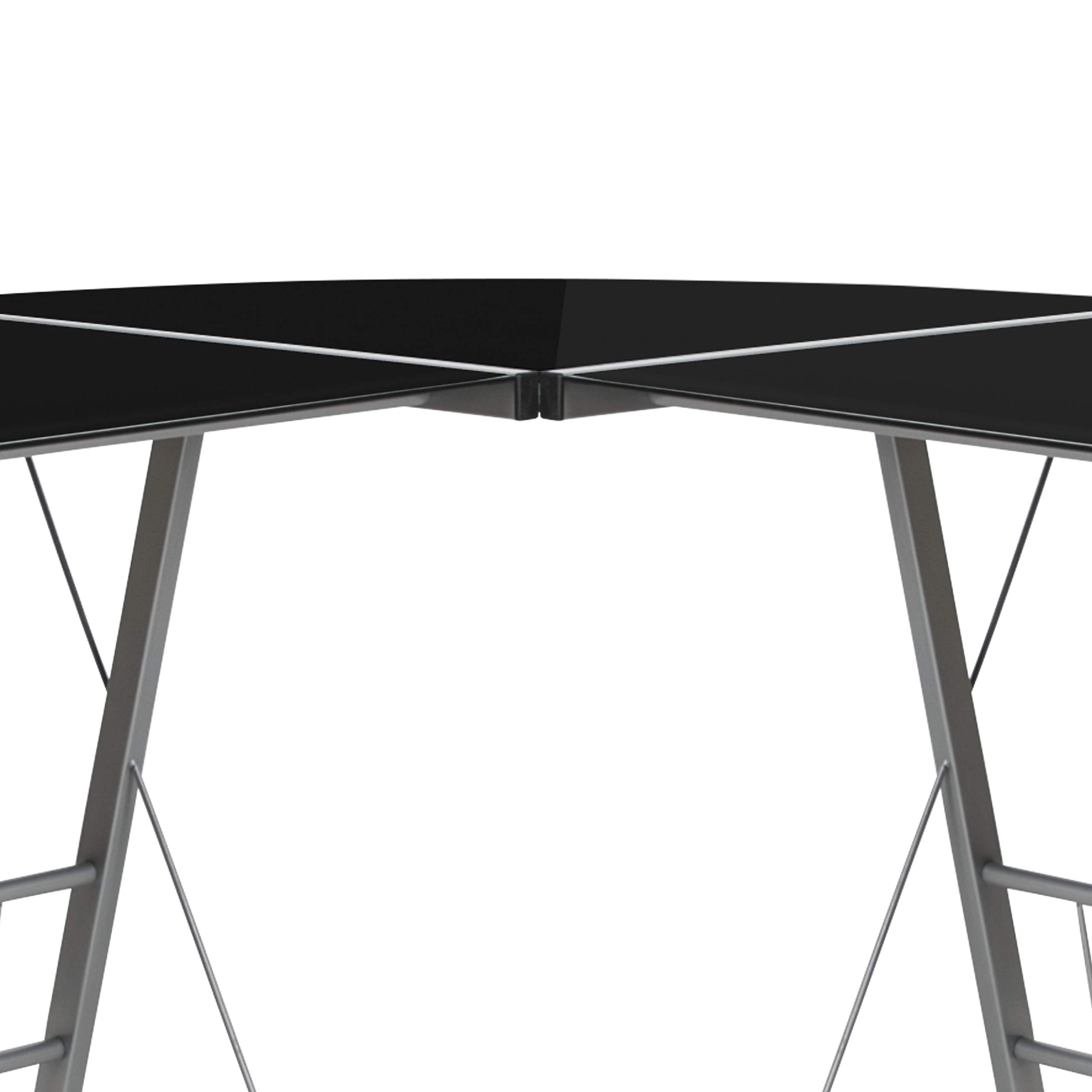 EMMA + OLIVER Black L-Shaped Corner Glass Computer Desk for Gaming & Home Office - Perfect for Small Spaces, Workstations & Modern Home Decor