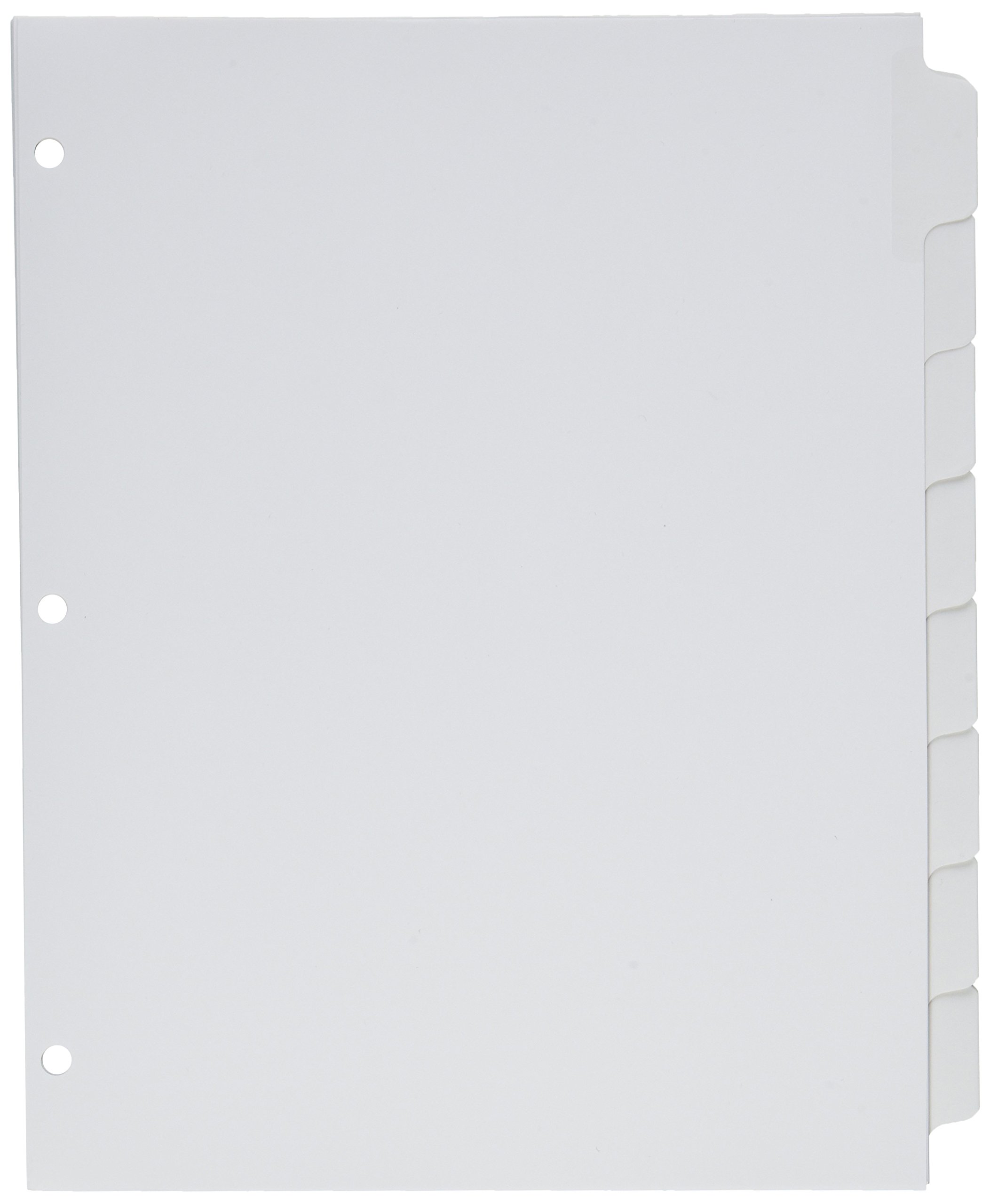 Business Source Punched Laser Index Dividers - Set of 8 White Tabs (36688) - Perfect for Office Filing, Document Organization, and Binder Systems