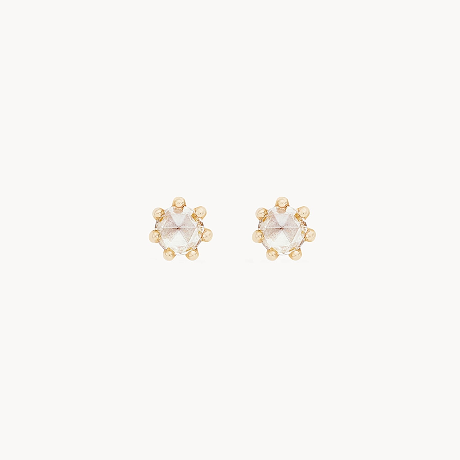14K Yellow Gold Nova Earrings with White Diamonds - Elegant Dainty Studs for Women, Perfect for Everyday Wear & Special Occasions