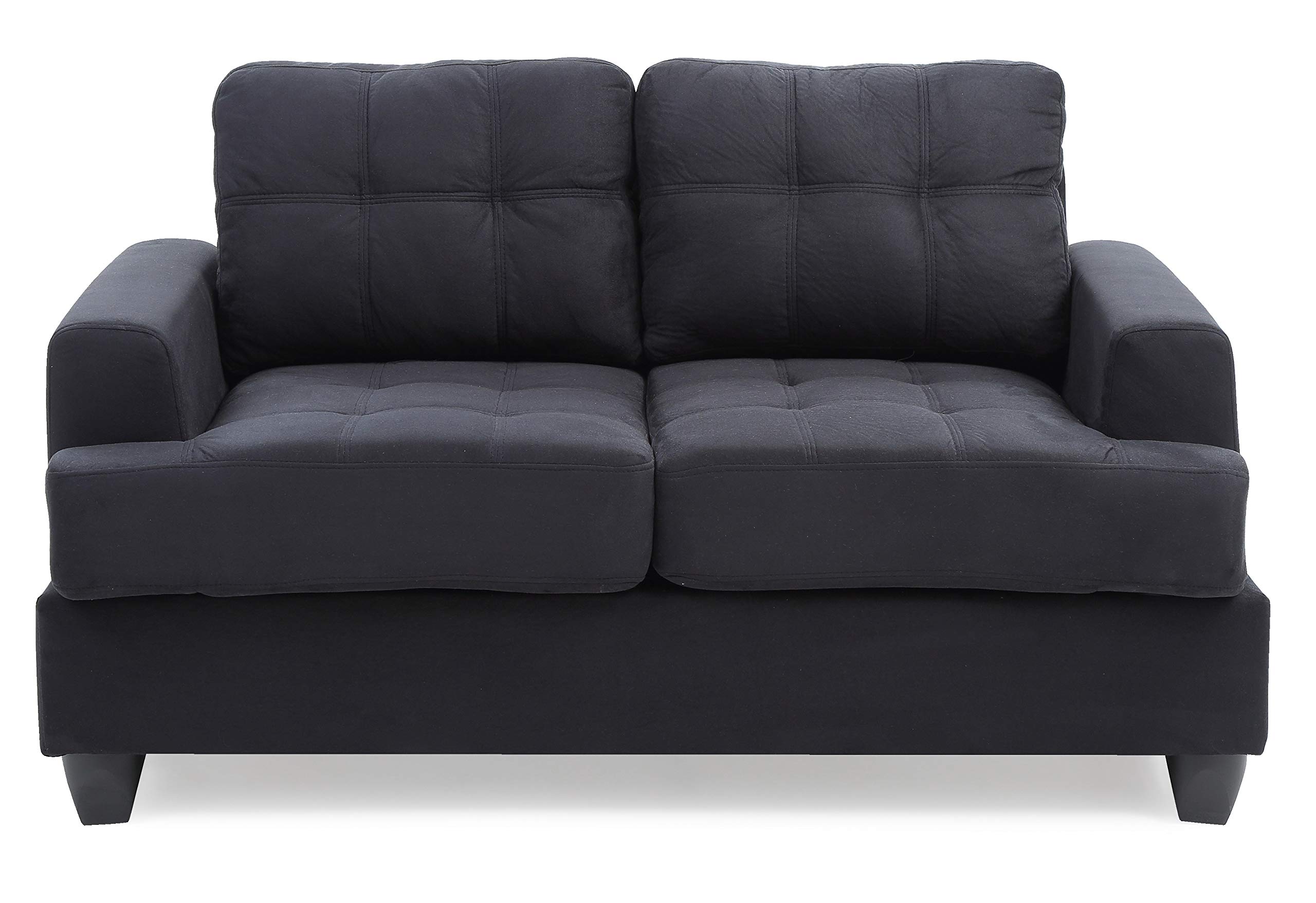 Premium Black Suede Upholstered Love Seat - Modern 2-Seater Sofa for Living Room, Lounge & Small Spaces - Comfortable Couches for Apartments, Dorms & Cozy Home Decor