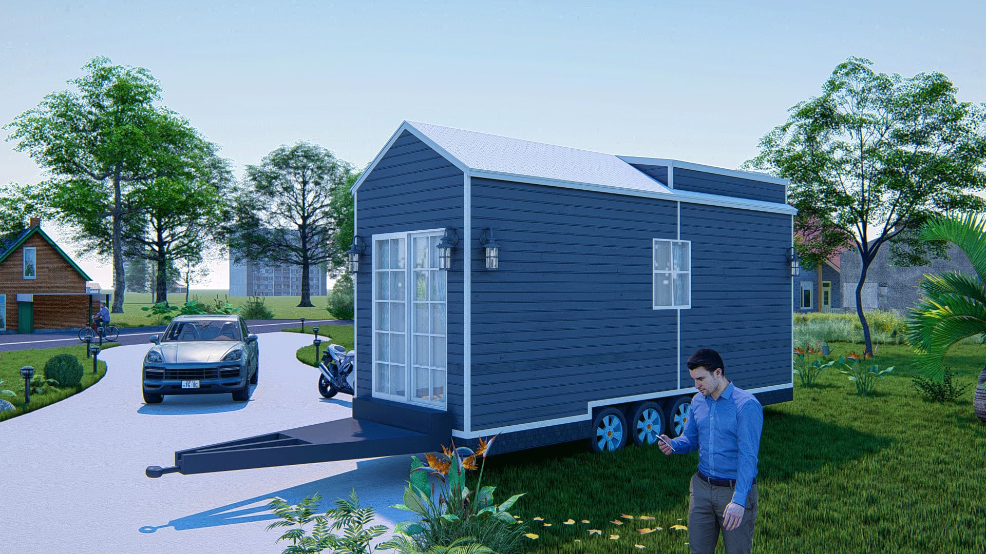 23.5'x8' Tiny Mobile Home with Loft - 188 Sq Ft Living Space with Kitchen, Desk & Bathroom | Perfect for Off-Grid Living, Vacation Homes & Backyard Guest Houses