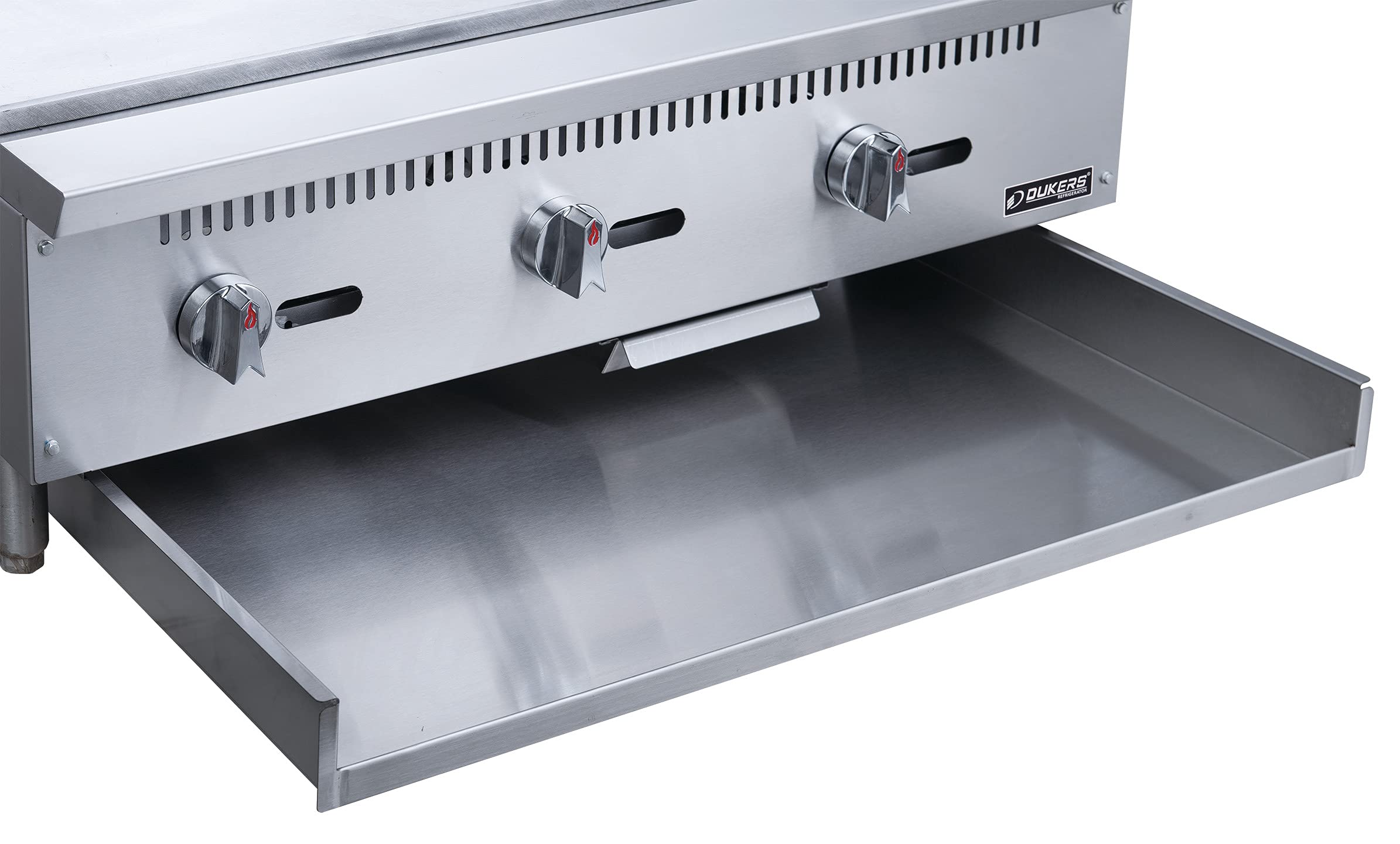 Dukers DCGMA36 36-Inch Commercial Countertop Gas Griddle - 30,000 BTU, 1 Burner, NG/LPG (Natural Gas/Propane) with 1-Inch Plate & Manual Controls - Perfect for Restaurants, Food Trucks, and Outdoor Cooking