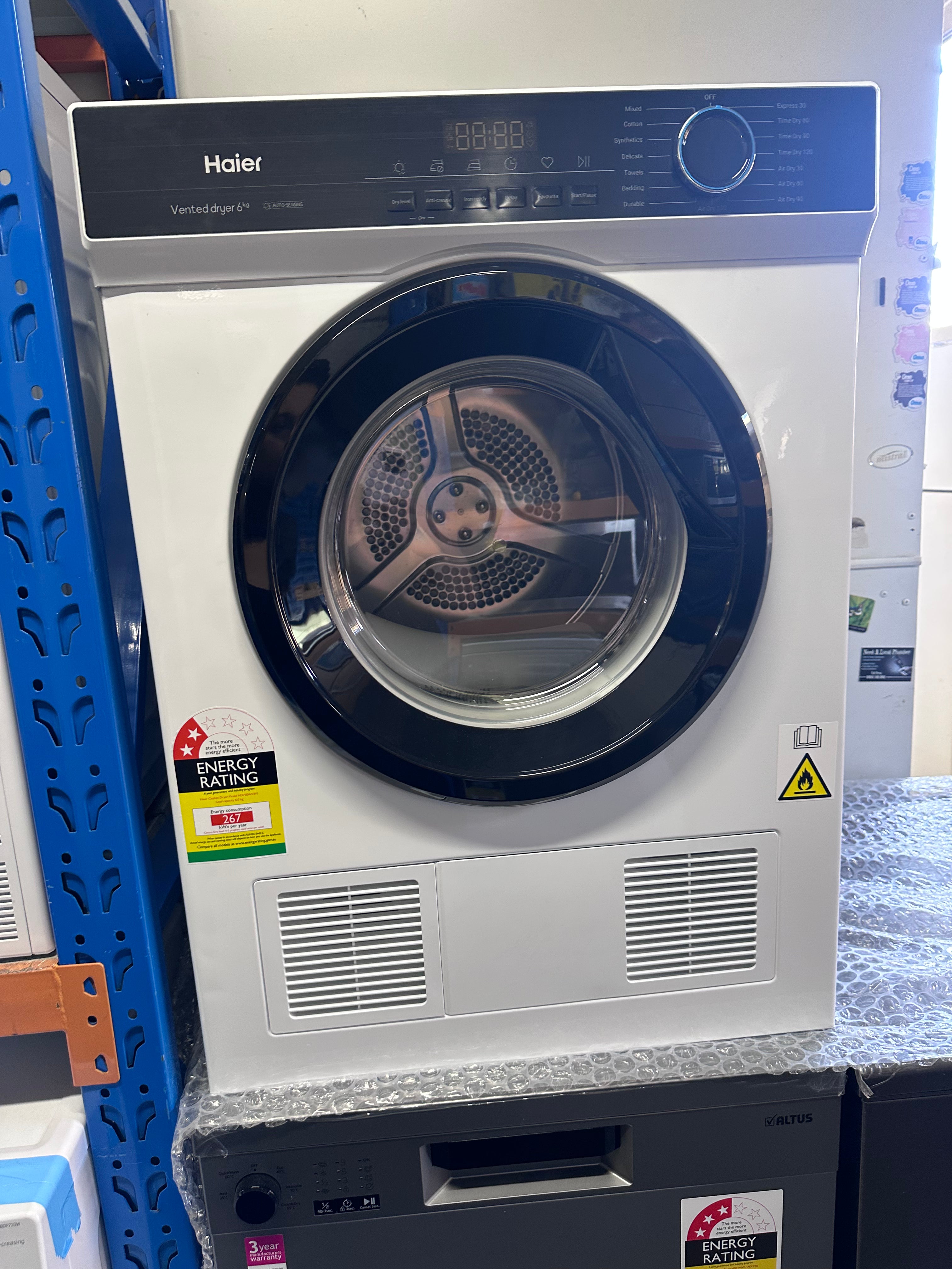 Haier 6kg Sensor Vented Dryer - Energy Efficient Clothes Dryer with Smart Sensor Technology | Perfect for Apartments, Laundry Rooms & Small Spaces (Factory Second)