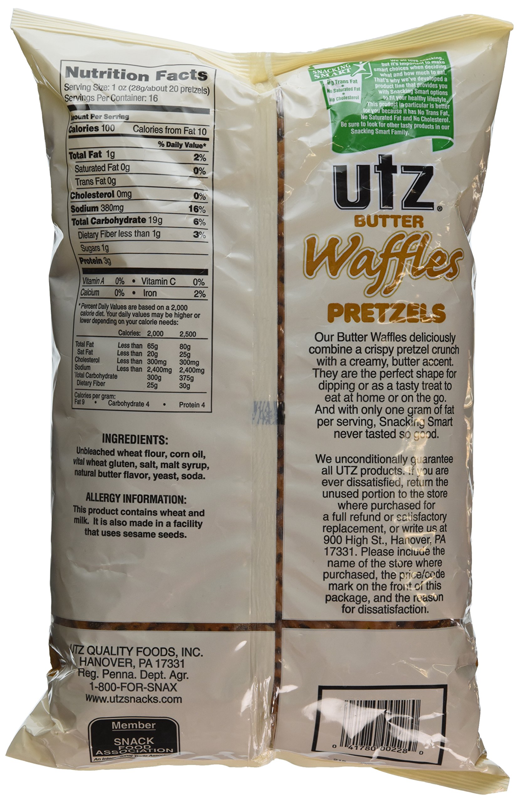 Utz Butter Waffles Pretzels - Crunchy Snack, 16oz Bag - Perfect for Parties, Movie Nights & On-the-Go Snacking