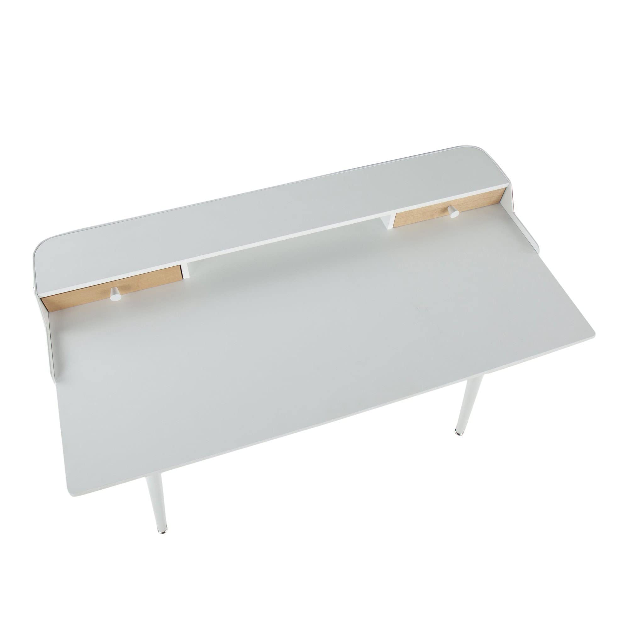 LumiSource Harvey Mid Century Modern Desk - Home Office & Gaming Computer Desk with Drawers, Small Space Saving Workstation for Bedroom, Study or Dorm Room - Perfect for Remote Work, Online Classes & PC Gaming Setup
