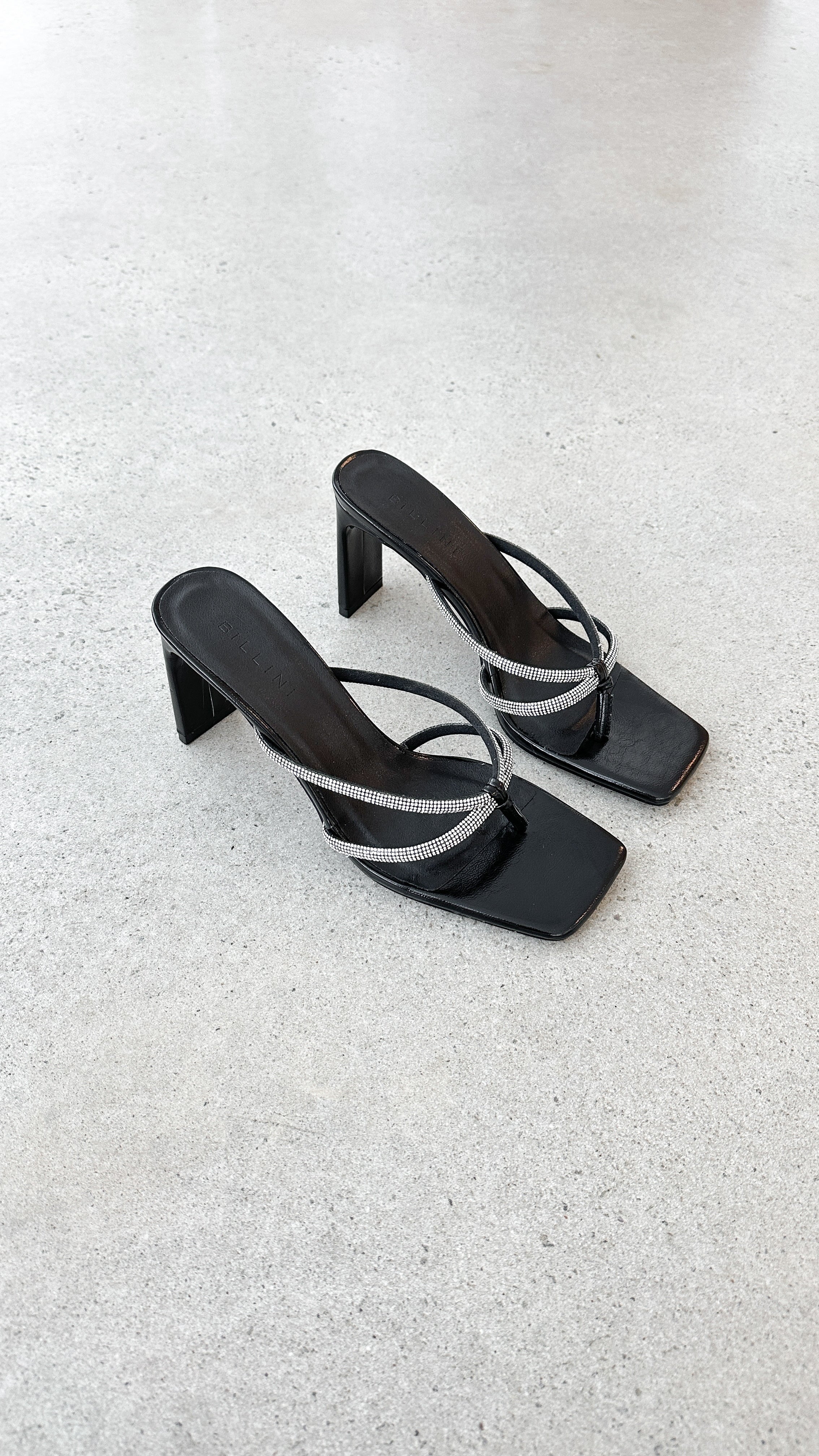 Karson Black Crinkle Diamante Heels - Elegant High Heel Shoes for Women, Perfect for Parties, Weddings & Evening Events