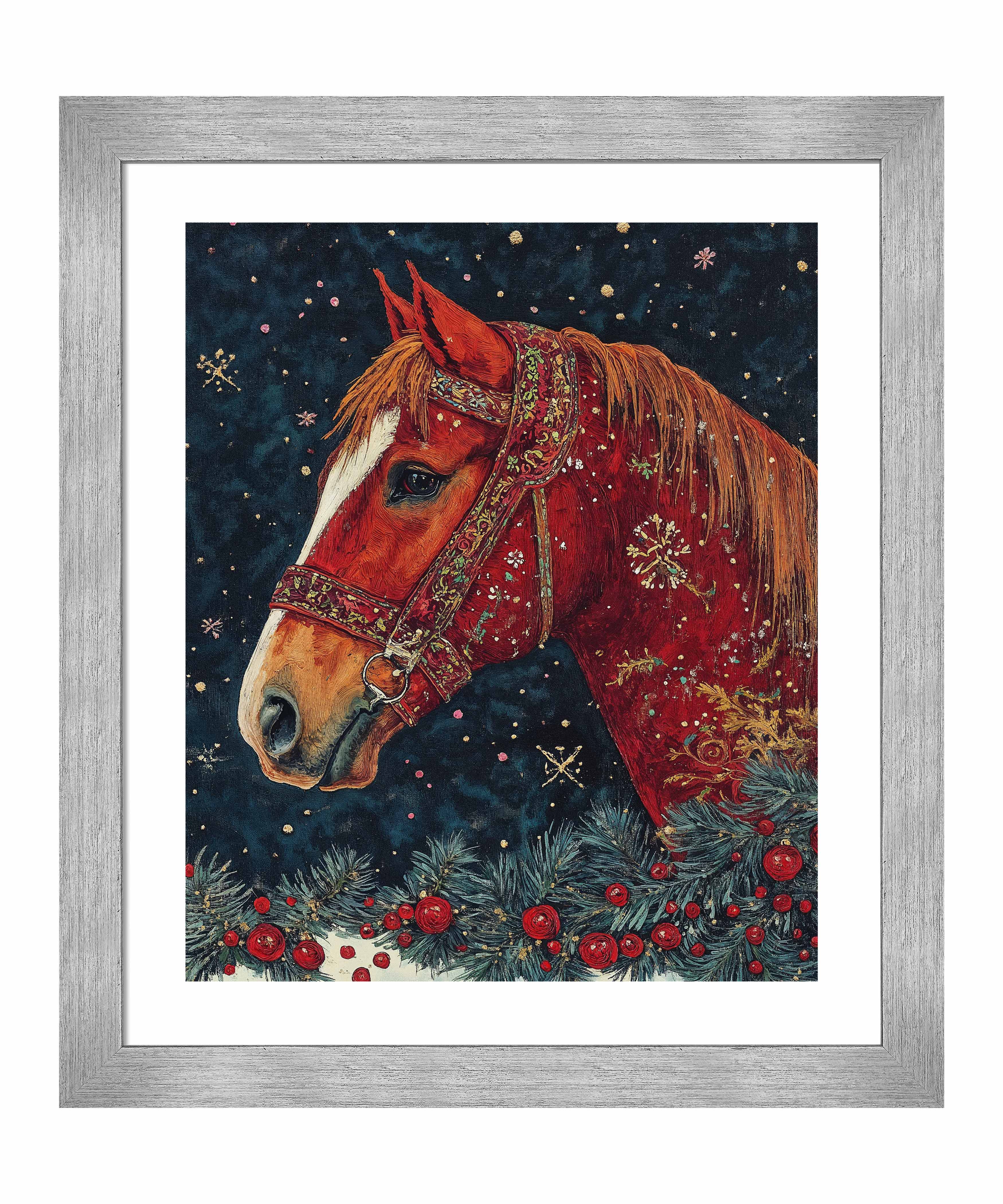 Candycane Canter Art Prints - Whimsical Christmas Horse Wall Decor for Home, Office & Holiday Gift Giving
