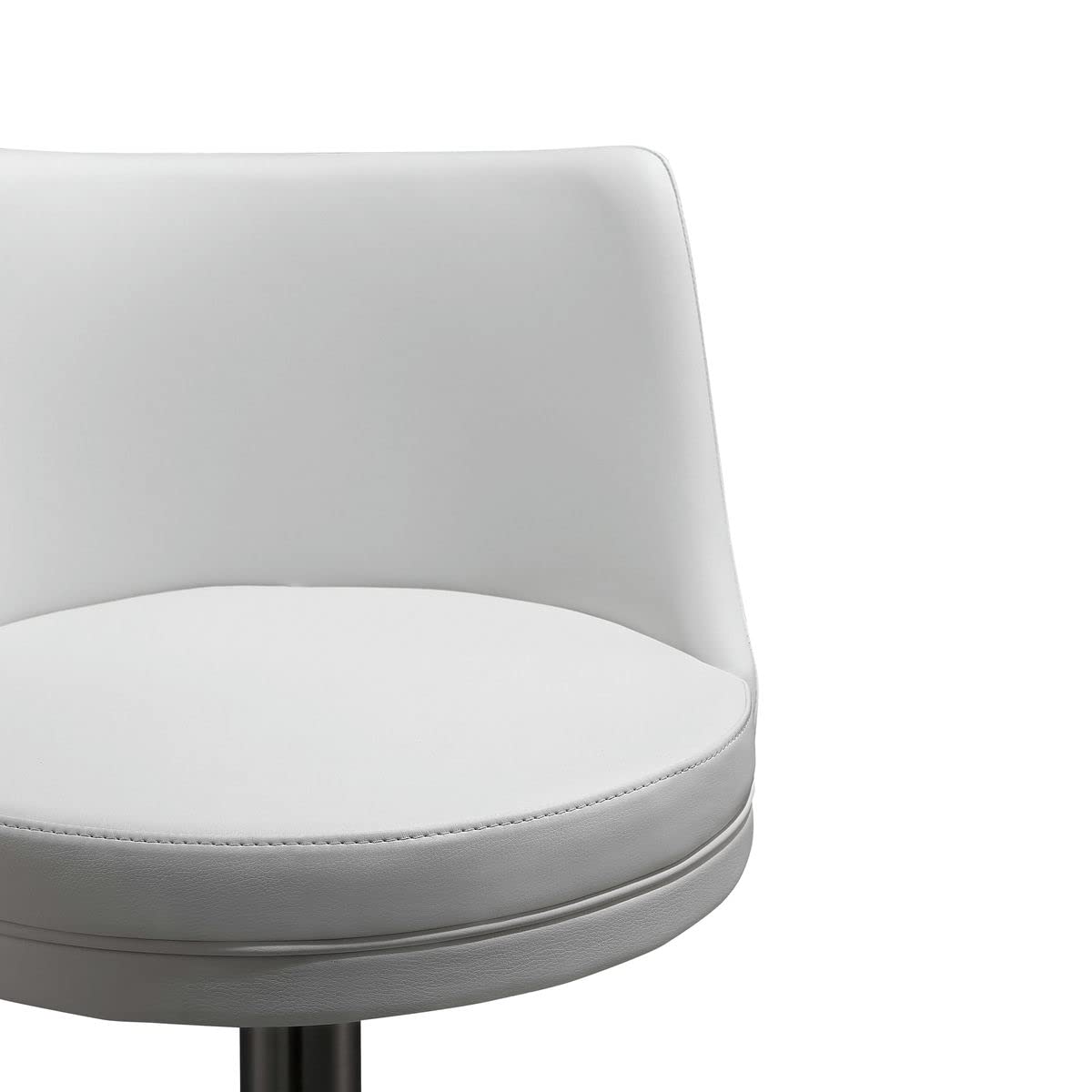 TOV Furniture Reagan White and Silver Vegan Leather Adjustable Bar Stool - Modern Kitchen Island & Home Bar Seating for Dining & Entertainment Areas