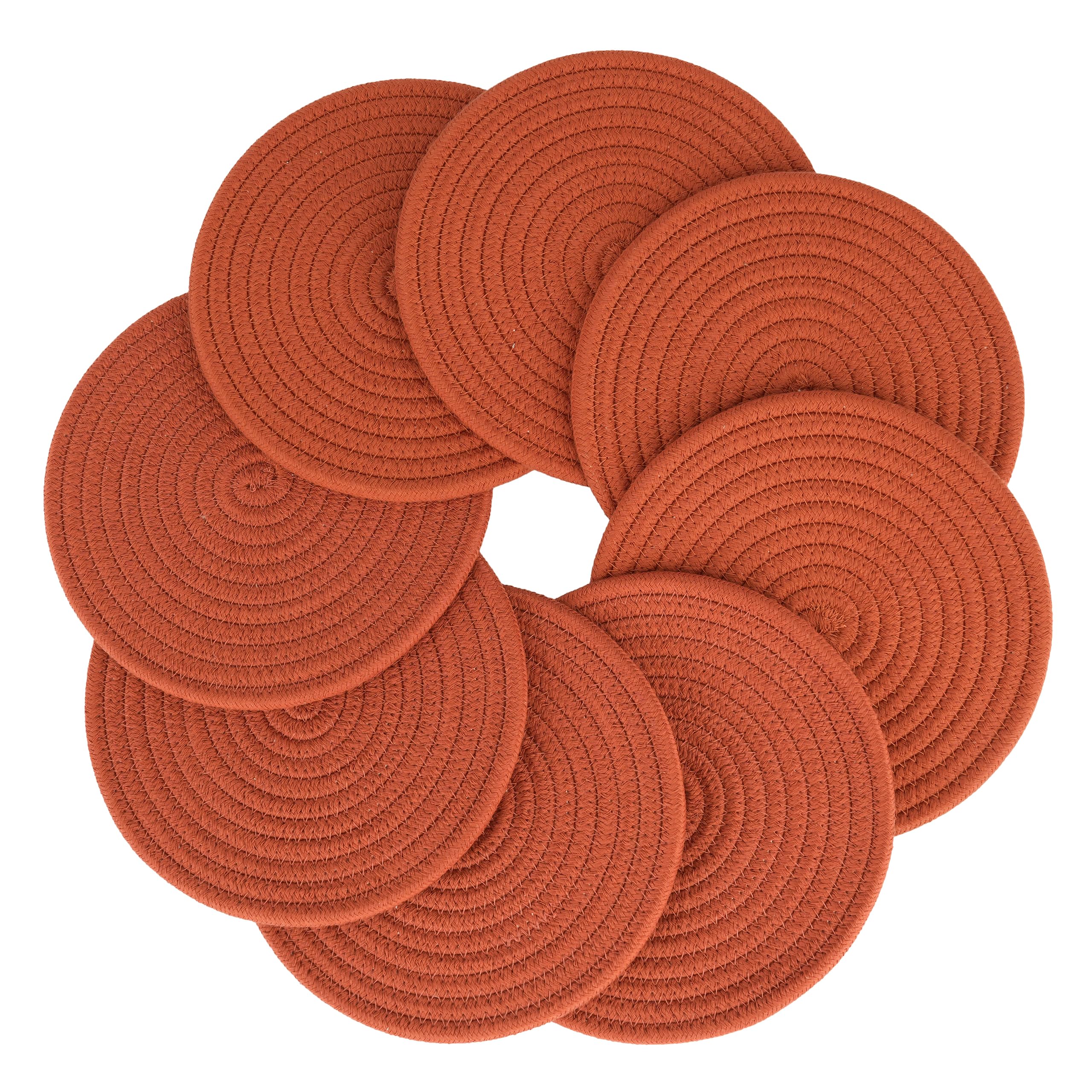 8-Piece Cotton Trivet Set - 8 Inch Heat Resistant Pot Holders & Coasters for Kitchen Countertops - Hot Pads for Dishes, Pots, Pans, Teapots & Bowls - Rustic Style for Dining & Entertaining