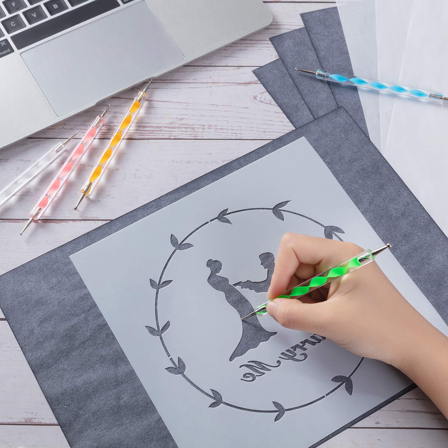 150-Piece Black & White Carbon Transfer Paper Set - Tracing & Copy Paper for Wood, Paper, Canvas, Fabric (11.7
