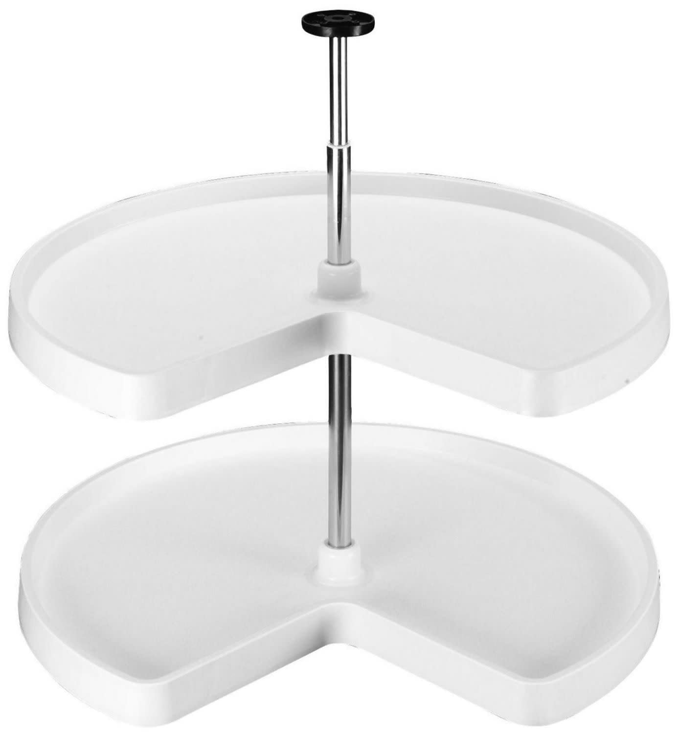 Plastic Kidney-Shaped Lazy Susan Turntable - 2-Tier Rotating Shelf Set for Kitchen, Dining Table & Pantry Organization