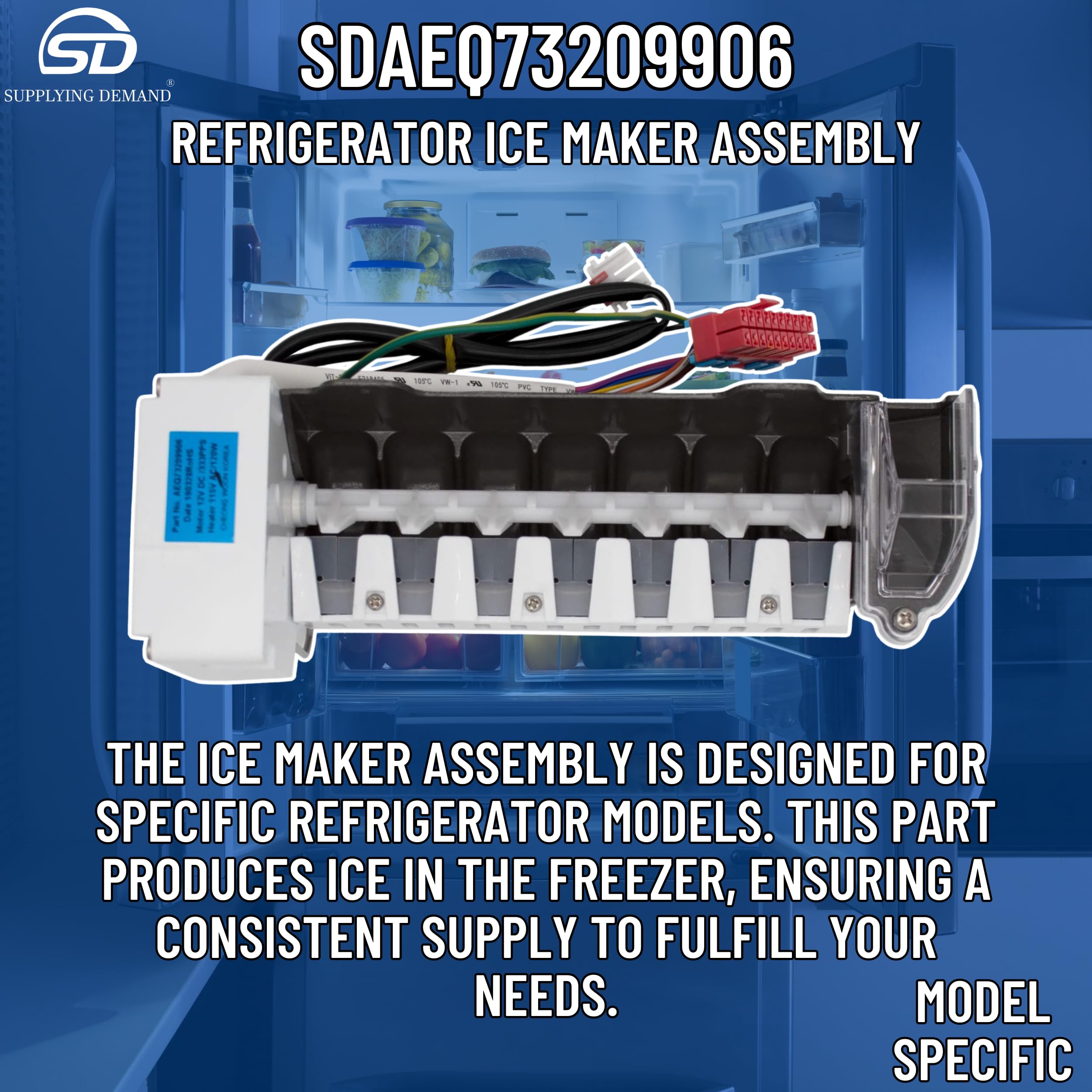AEQ73209906 4952902 Refrigerator Ice Maker Replacement Part - Compatible with Major Brands for Home Kitchen Appliance Repair | Perfect for Broken Ice Dispenser Fix
