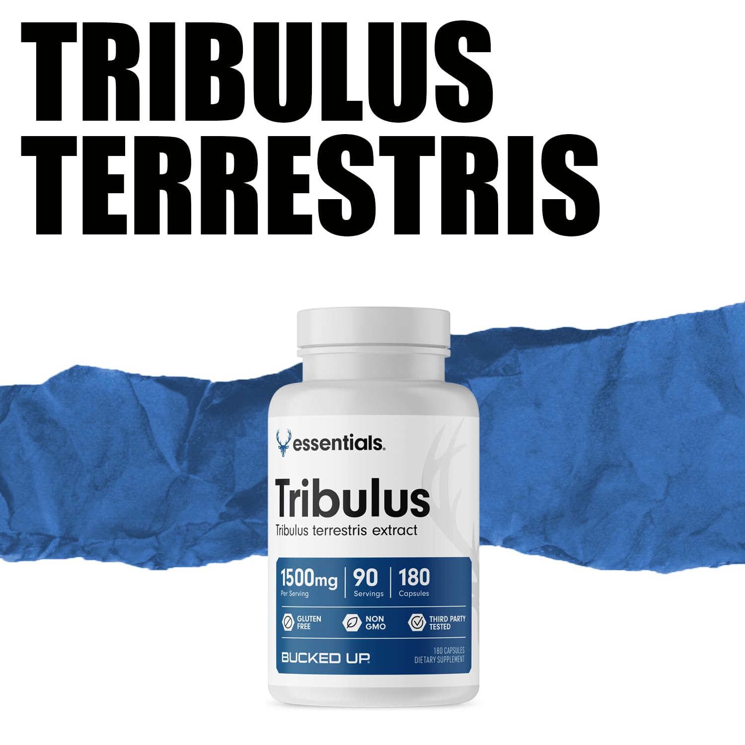 Bucked Up Tribulus 1500mg Per Serving - Natural Testosterone Booster for Men, 90 Servings (180 Capsules) - Supports Muscle Growth, Energy & Performance - Pre Workout & Post Workout Supplement