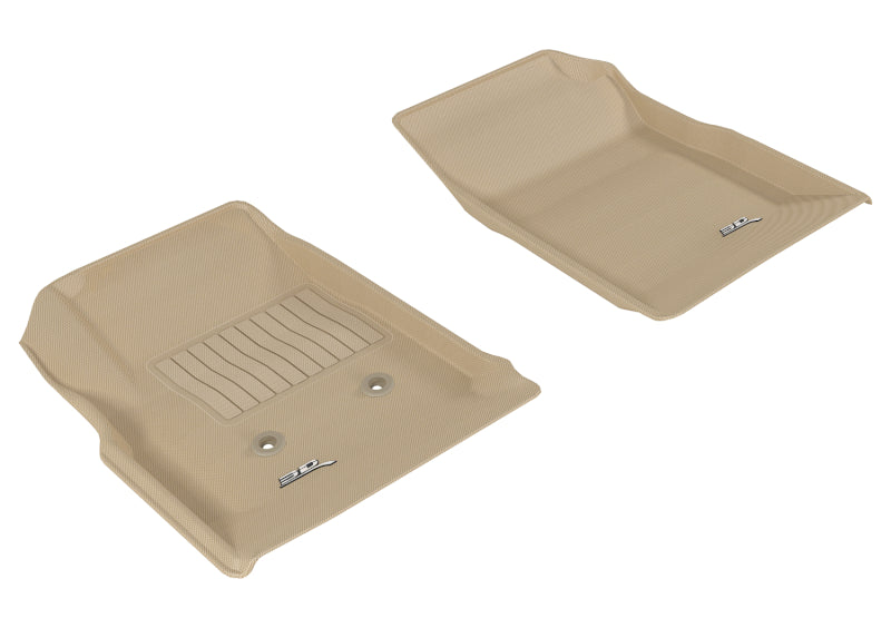 3D MAXpider Kagu Custom Fit Floor Mats for 2015-2020 Chevrolet Colorado & GMC Canyon Crew Cab (1st Row, Tan) - All-Weather Protection & Easy Cleaning for Trucks, SUVs, and Daily Commuting