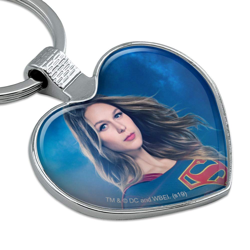 Supergirl TV Series Keychain - Heart Love Metal Key Ring with Supergirl Character - Perfect for Fans, Gifts, and Cosplay Accessories