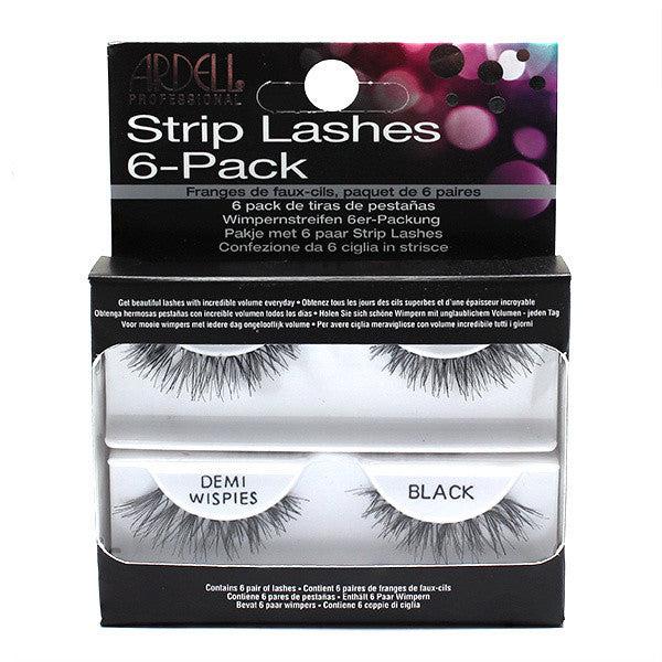 Ardell Professional Strip Lashes 6 Pack - Demi Wispies Black False Eyelashes (60066) for Natural Look, Party & Special Occasions