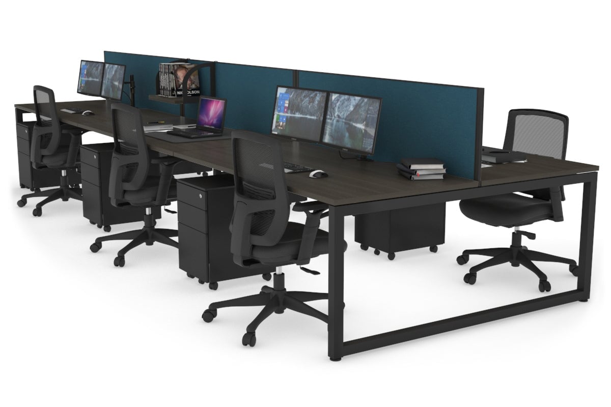 Quadro Loop Legs 6-Person Office Workstation - 1400L x 800W with Cable Management - Perfect for Open Office Layouts & Collaborative Workspaces