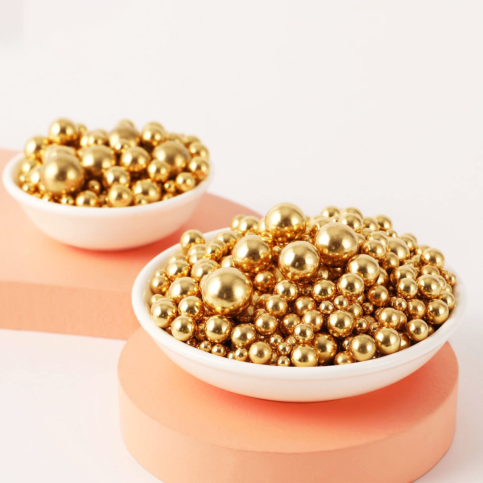 **Kasvan Gold Pearl Sugar Sprinkles - Edible Candy Pearls 130g/4.58 Oz for Cake, Cookie & Ice Cream Decorations - Mix Size Baking Decor - Perfect for Birthday, Wedding & Dessert Toppings**