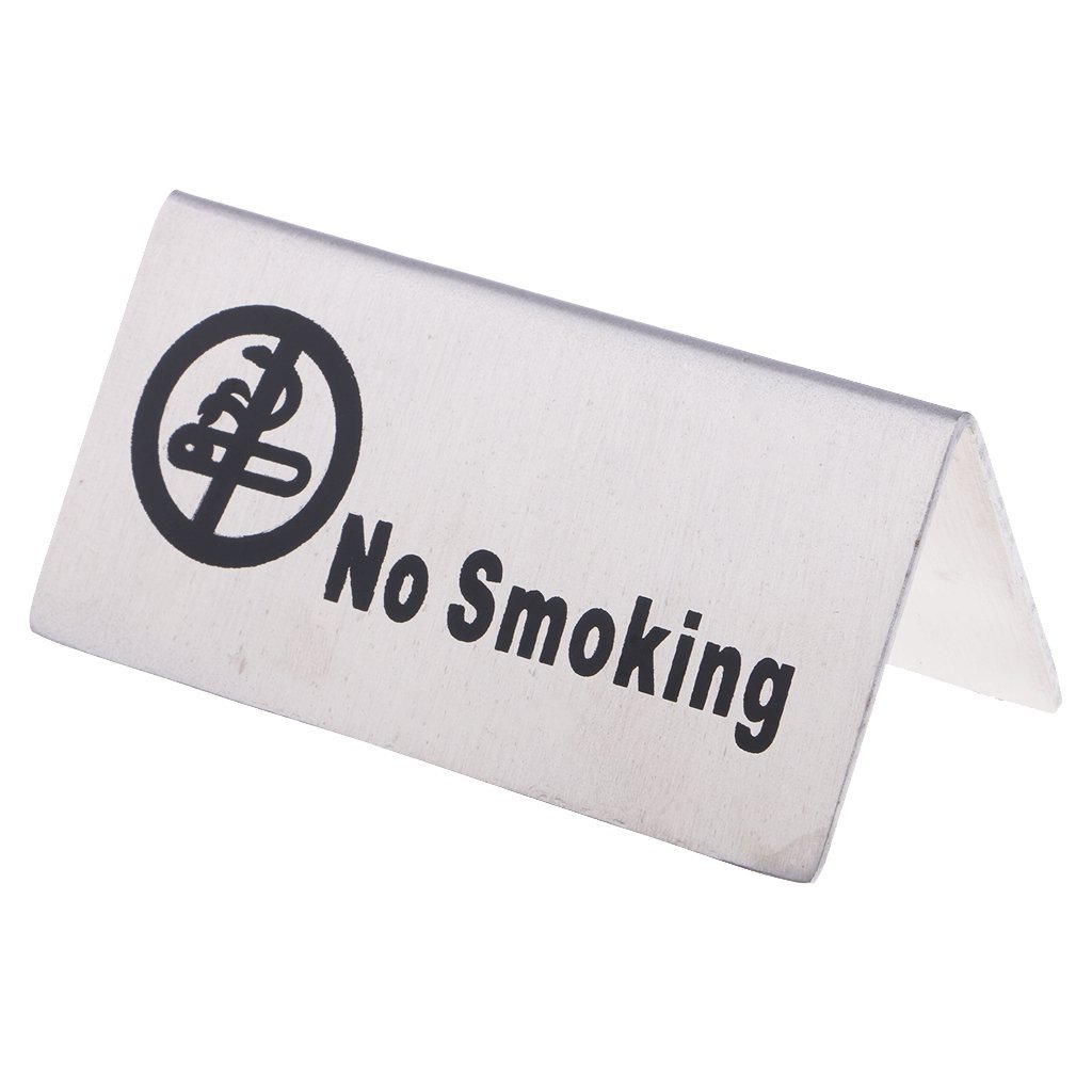 2 Pack Stainless Steel No Smoking Sign - Double Sided Tabletop Sign for Restaurants, Hotels, Offices - Perfect for Indoor & Outdoor Use in Public Spaces