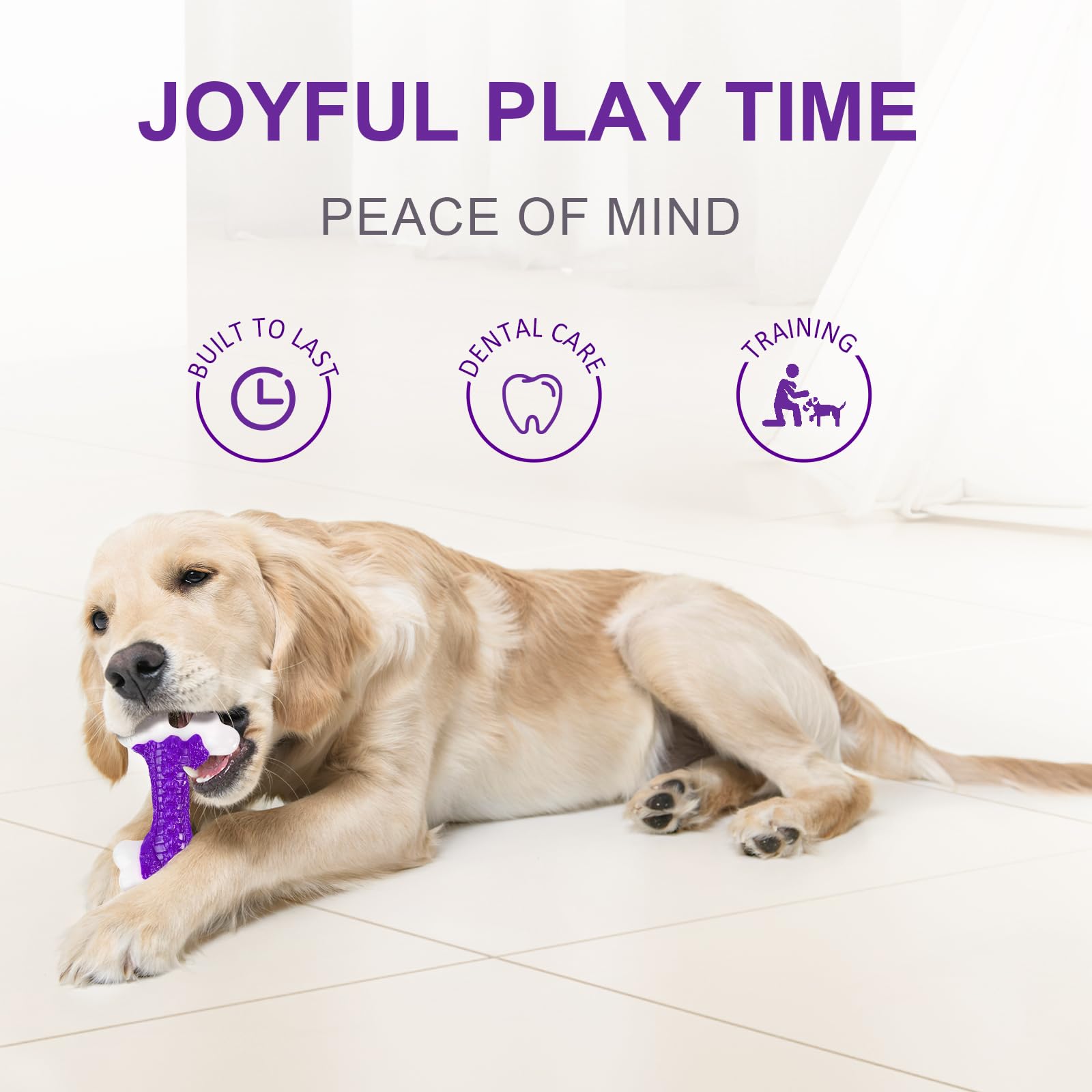 Indestructible Dog Chew Toys (2 Pack) - Heavy Duty Chew Bones for Aggressive Chewers, Large Breed Dogs - Durable Pet Toys for Extreme Chewing - Perfect for Playtime, Training & Anxiety Relief