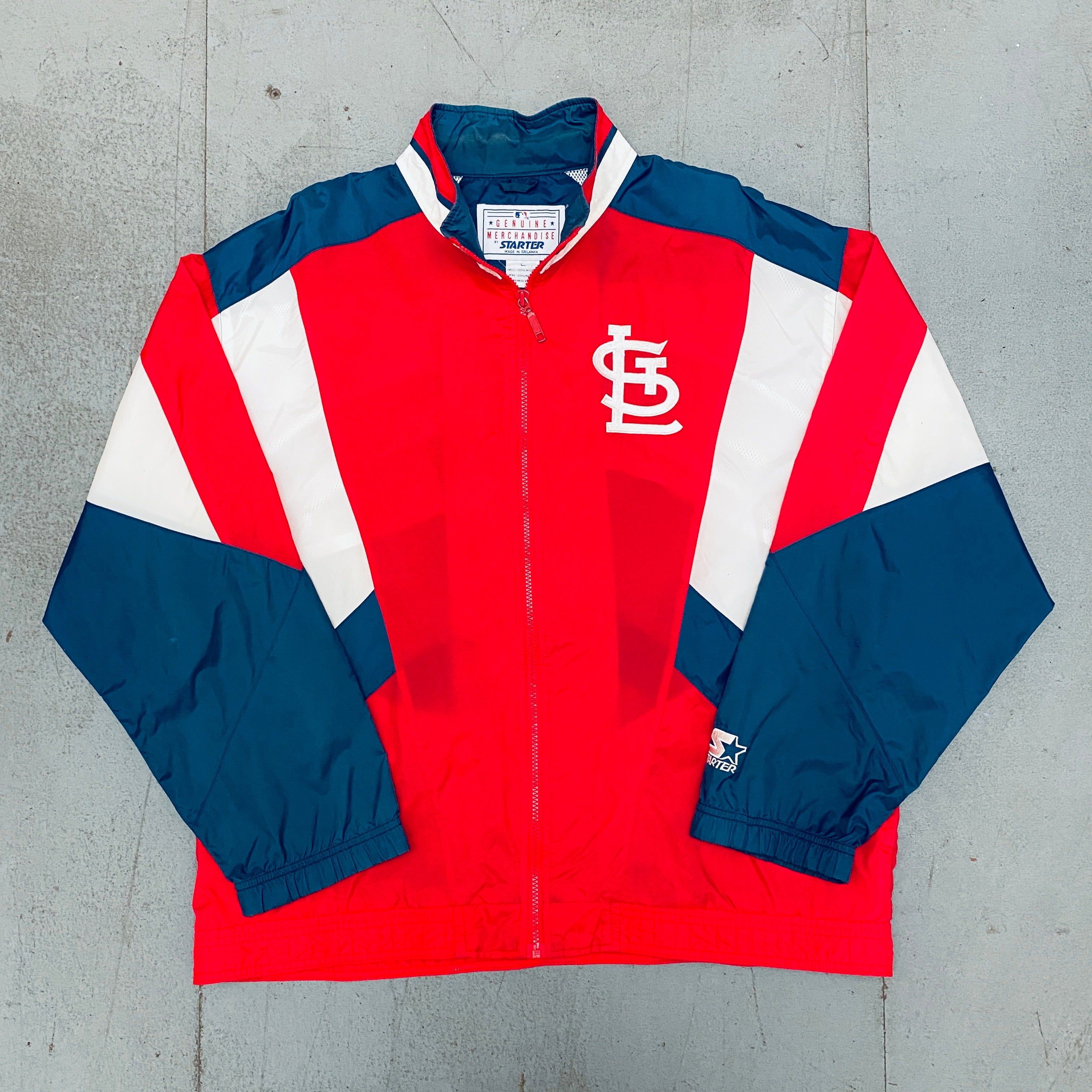 St. Louis Cardinals 1990s Full Zip Starter Windbreaker Jacket - Vintage MLB Baseball Fan Apparel for Men & Women - Perfect for Games, Tailgating & Casual Wear (Large)