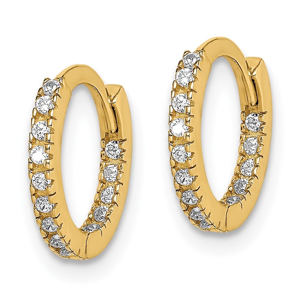 14K Yellow Gold Cubic Zirconia Hinged Hoop Earrings for Women - Dainty Fine Jewelry Gift for Her - Perfect for Weddings, Parties & Everyday Elegance