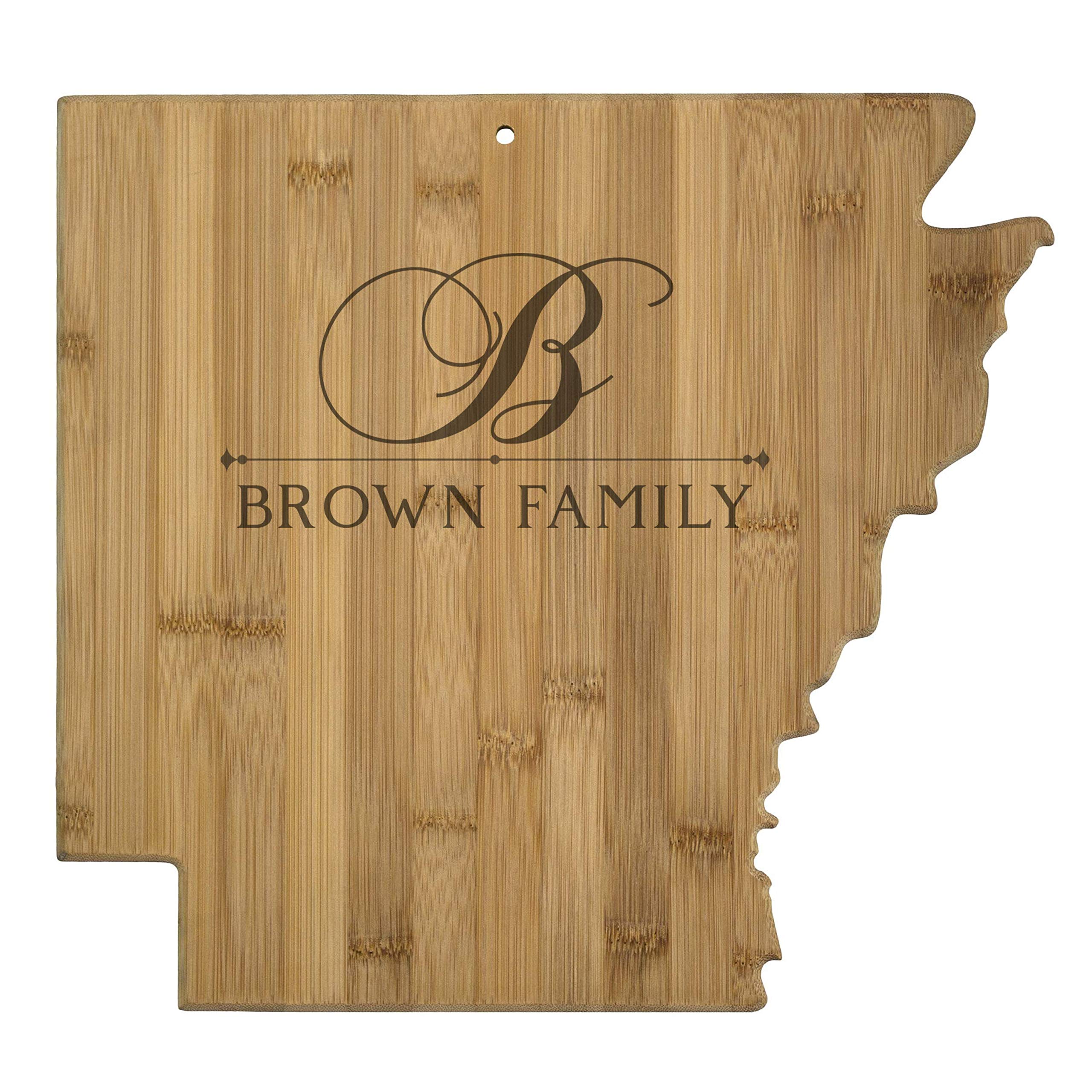 Custom Arkansas State Shaped Bamboo Cutting Board - Personalized Engraved Serving Tray for Cheese, Charcuterie & Party Platters | Unique Home Kitchen Gift for Arkansas Residents & Fans