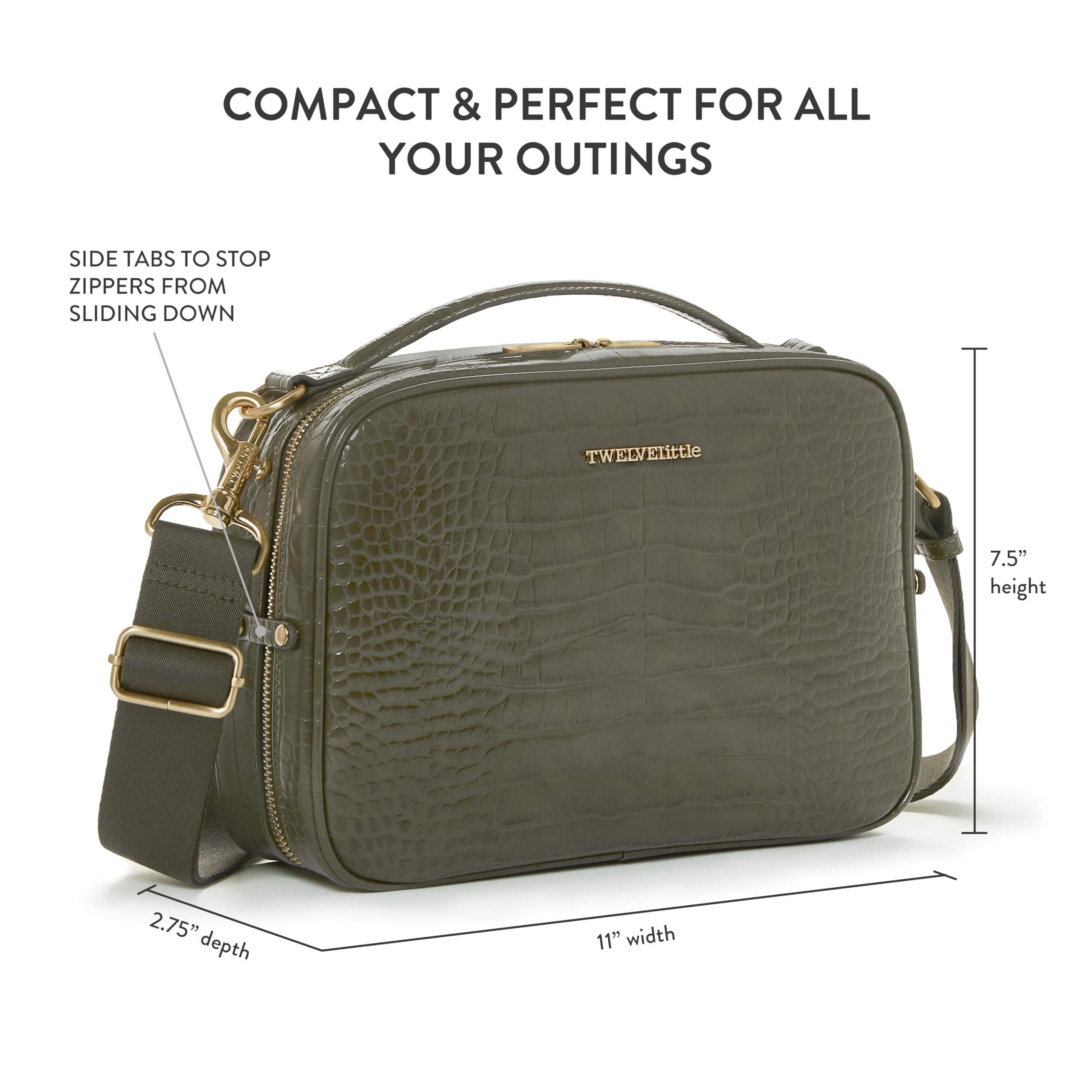 TWELVElittle Luxe Diaper Clutch - Stylish Crossbody Diaper Bag with Portable Changing Pad, Zip Out Pouch & Wipes Case | Perfect for Moms On-The-Go, Travel & Quick Diaper Changes