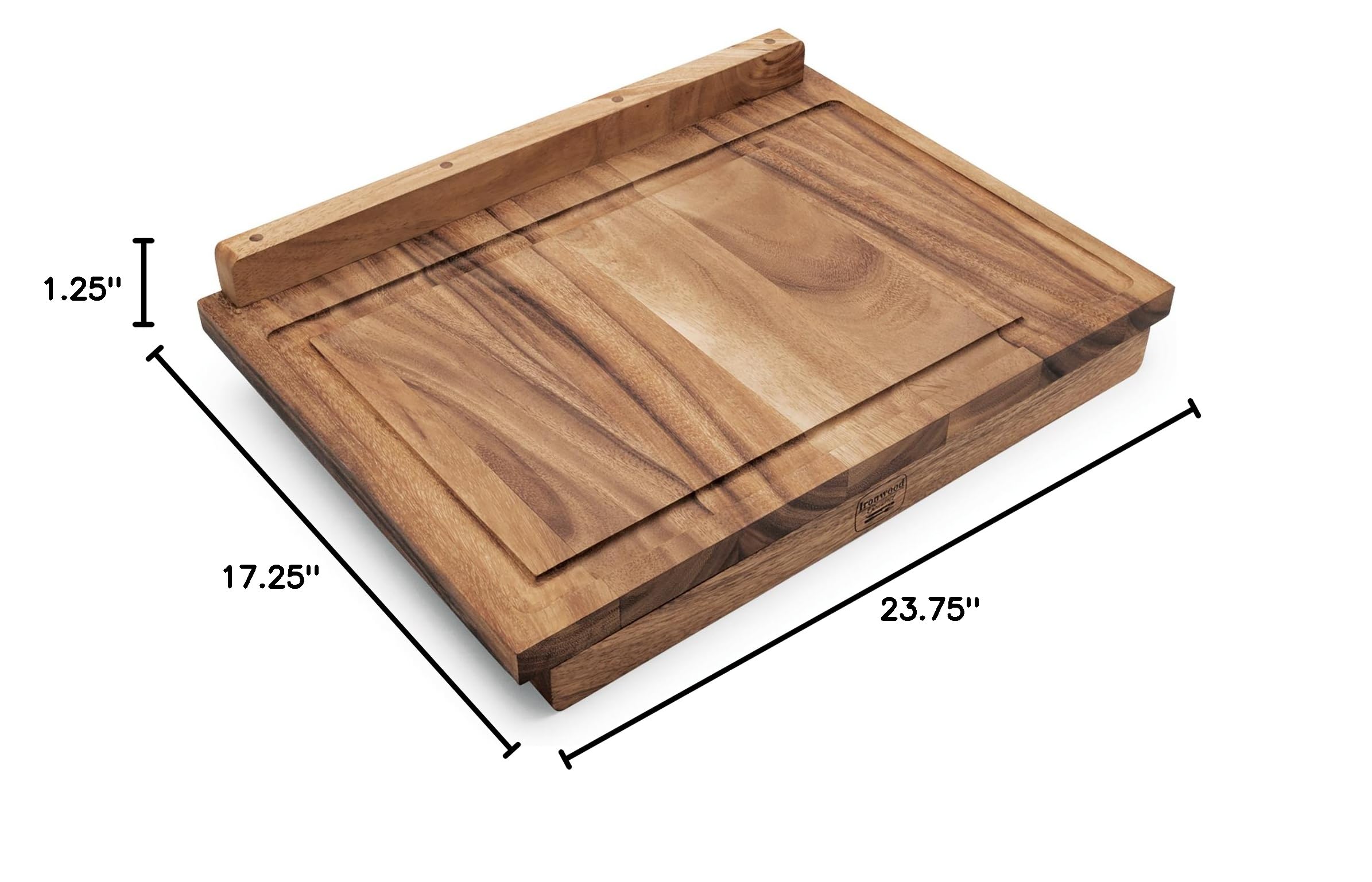 Premium Acacia Wood Double-Sided Cutting Board with Juice Groove - 17.25