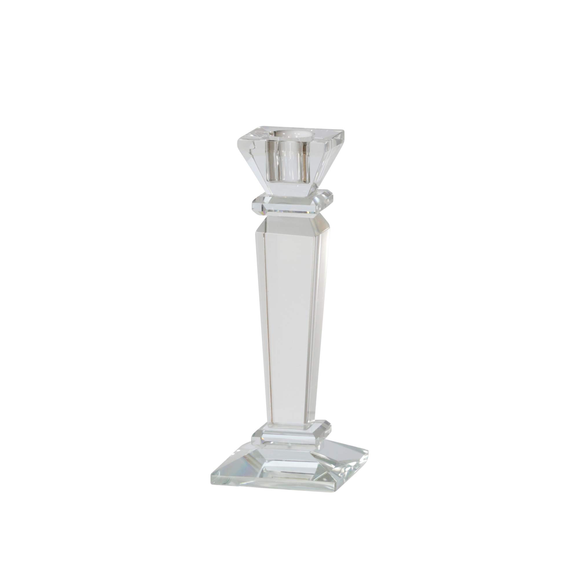Sagebrook Home 7-Inch Clear Glass Candle Holder - Elegant Table Decor for Weddings, Dinner Parties & Home Centerpiece