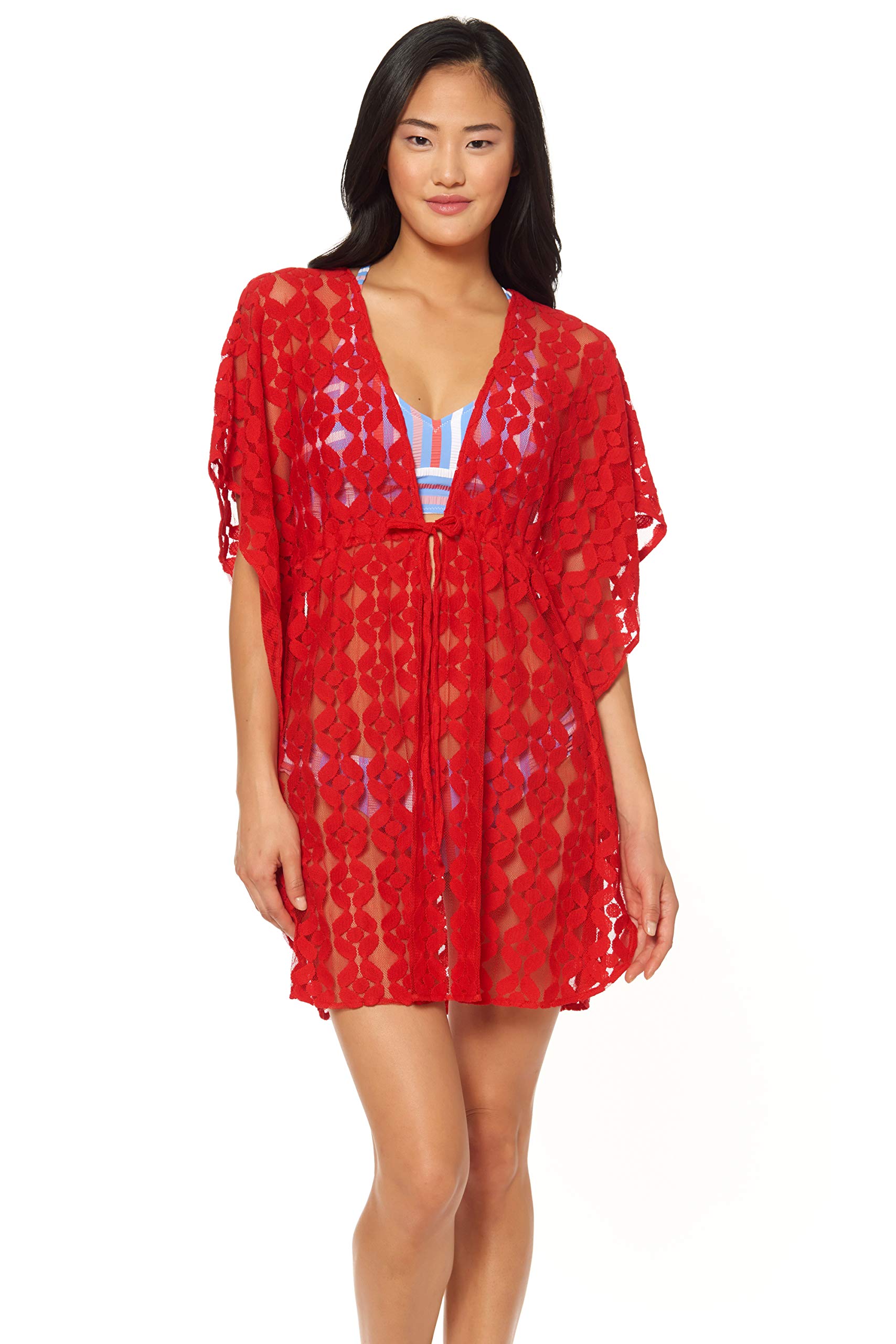Jessica Simpson Women's Swimsuit Cover Up - Stylish Beach Wrap, Poolside Dress, Summer Swimwear Cover with Border Design for Vacation, Resort Wear & Tropical Getaways