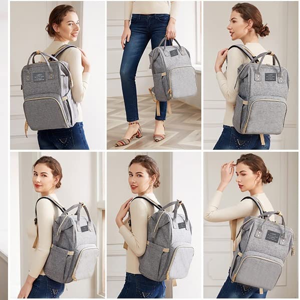 Baby Diaper Backpack with Changing Station - Large Capacity 900D Oxford Diaper Bag for Moms (Grey) | Perfect for Travel, Daycare & On-the-Go Parenting