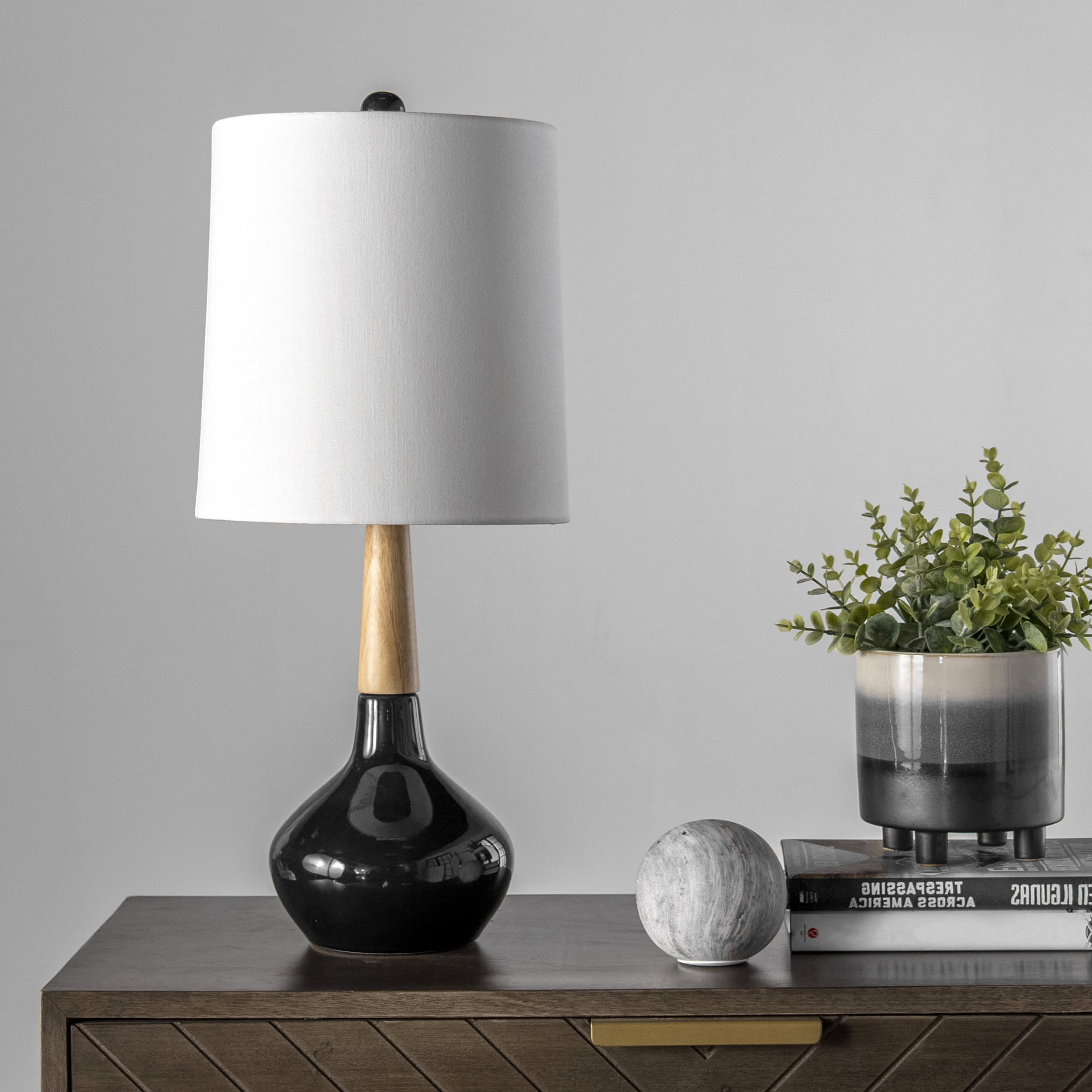 25 Inch Black Kayla Ogee Ceramic Vase Table Lamp - Elegant Home Decor for Living Room, Bedroom & Office Lighting