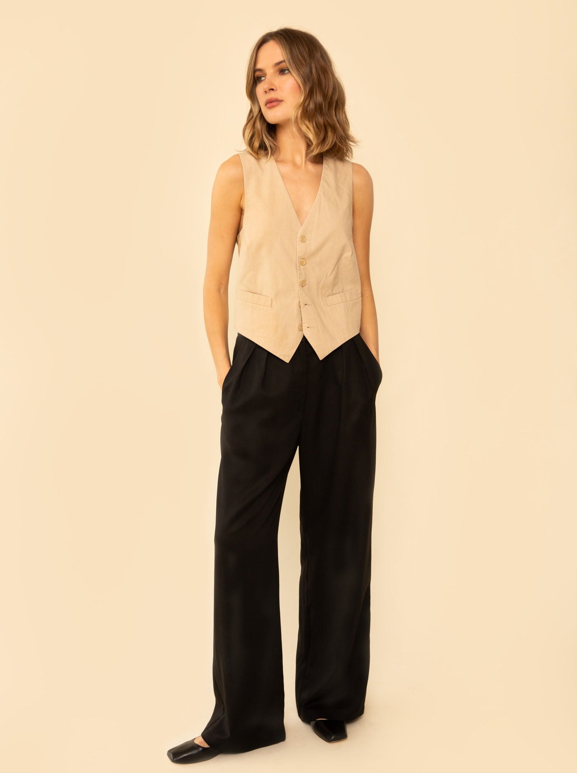 Leanna Women's Black Stretch High-Waist Pants - Comfortable & Flattering for Work, Office & Casual Wear