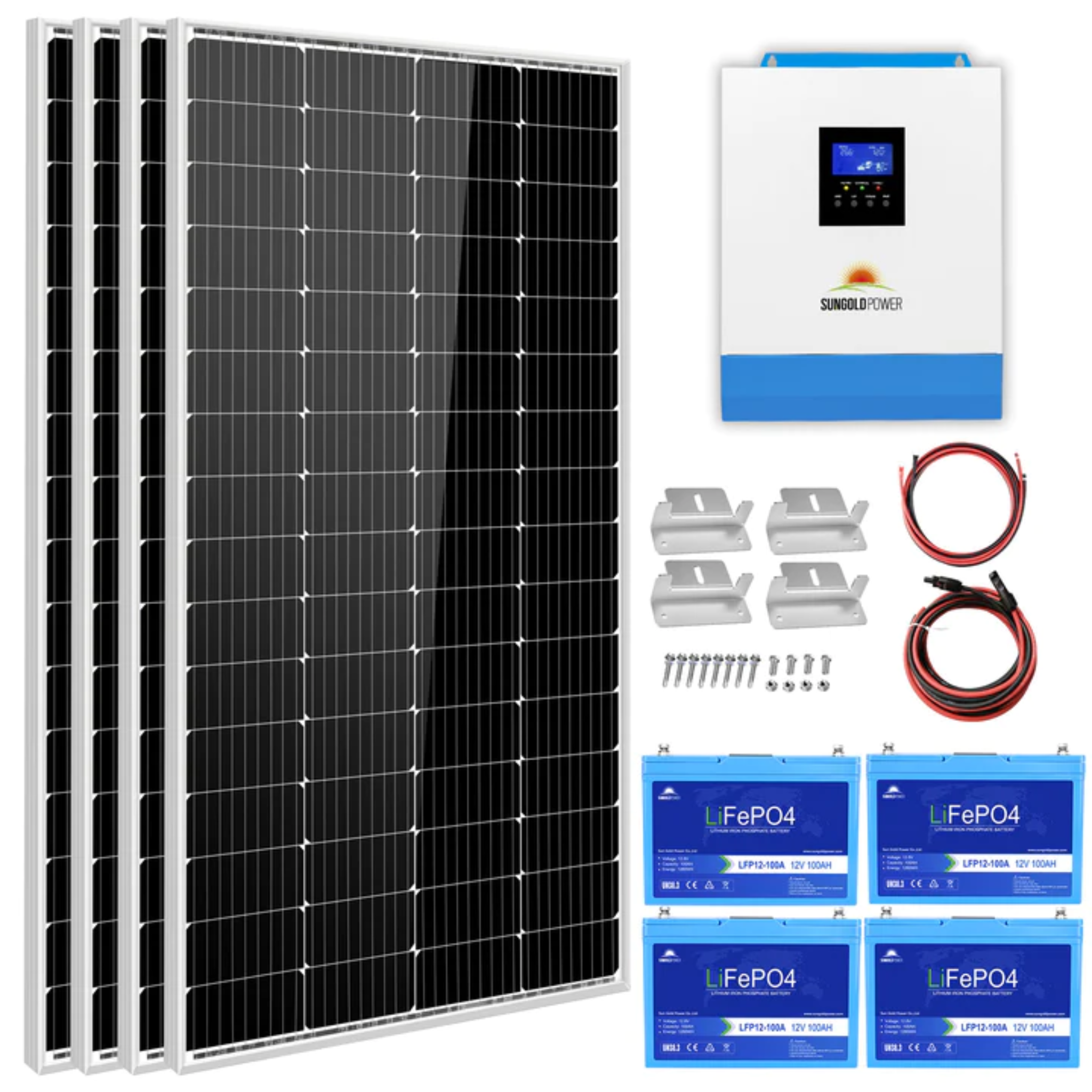 SunGoldPower SGKT 3PRO 3000W 24V Solar Power Kit with 800W Solar Panels & Lithium Battery | 120V Output for Home Backup, RV, Off-Grid Living | Portable Solar Generator for Emergency Power & Outdoor Adventures