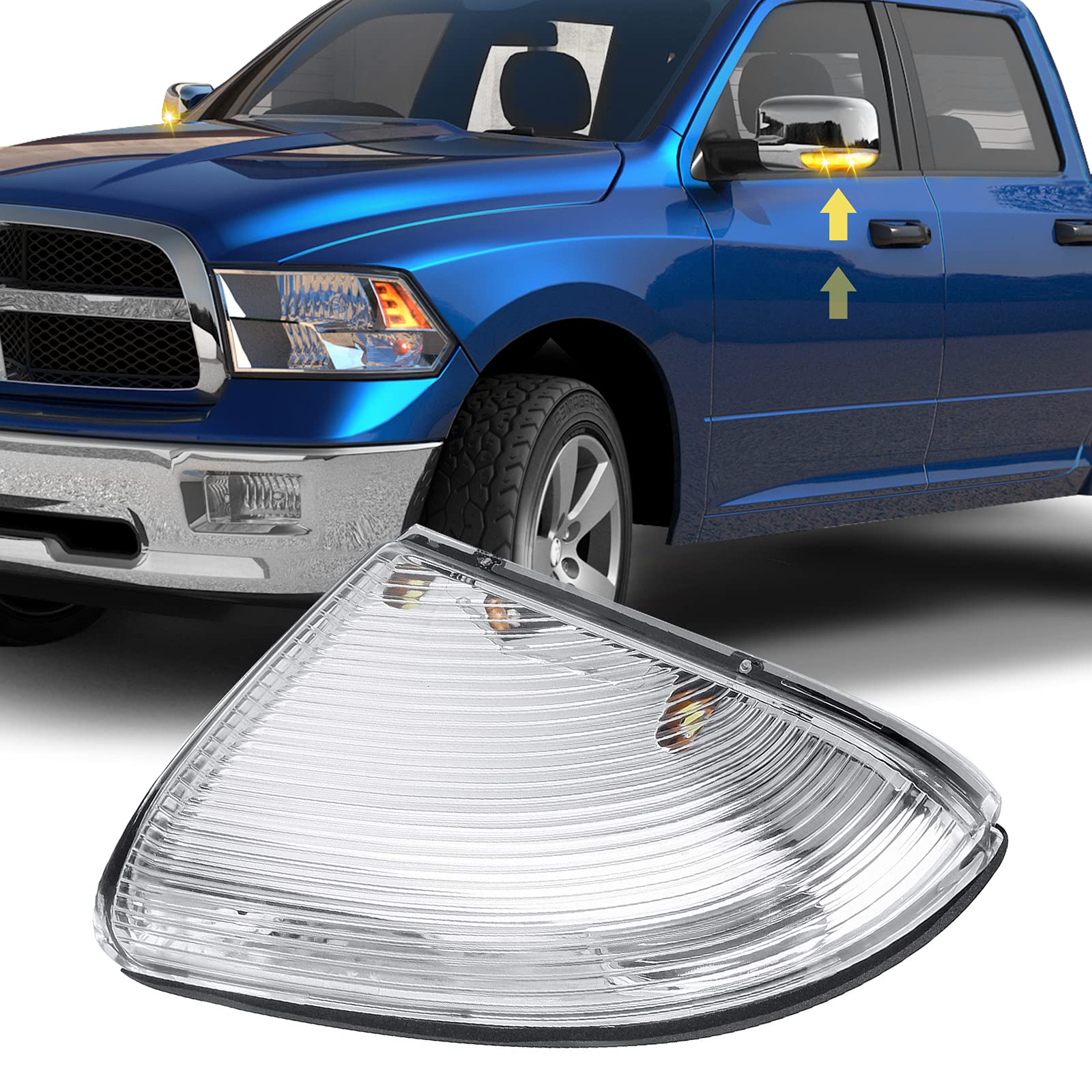 COMZY LED Side Mirror Turn Signal Light for Dodge Ram 1500 2009-2013 & 2500 2010-2013 - Replacement for 68064948AA 68064949AA (Right Passenger Side) - Enhances Visibility & Safety for Night Driving and Parking