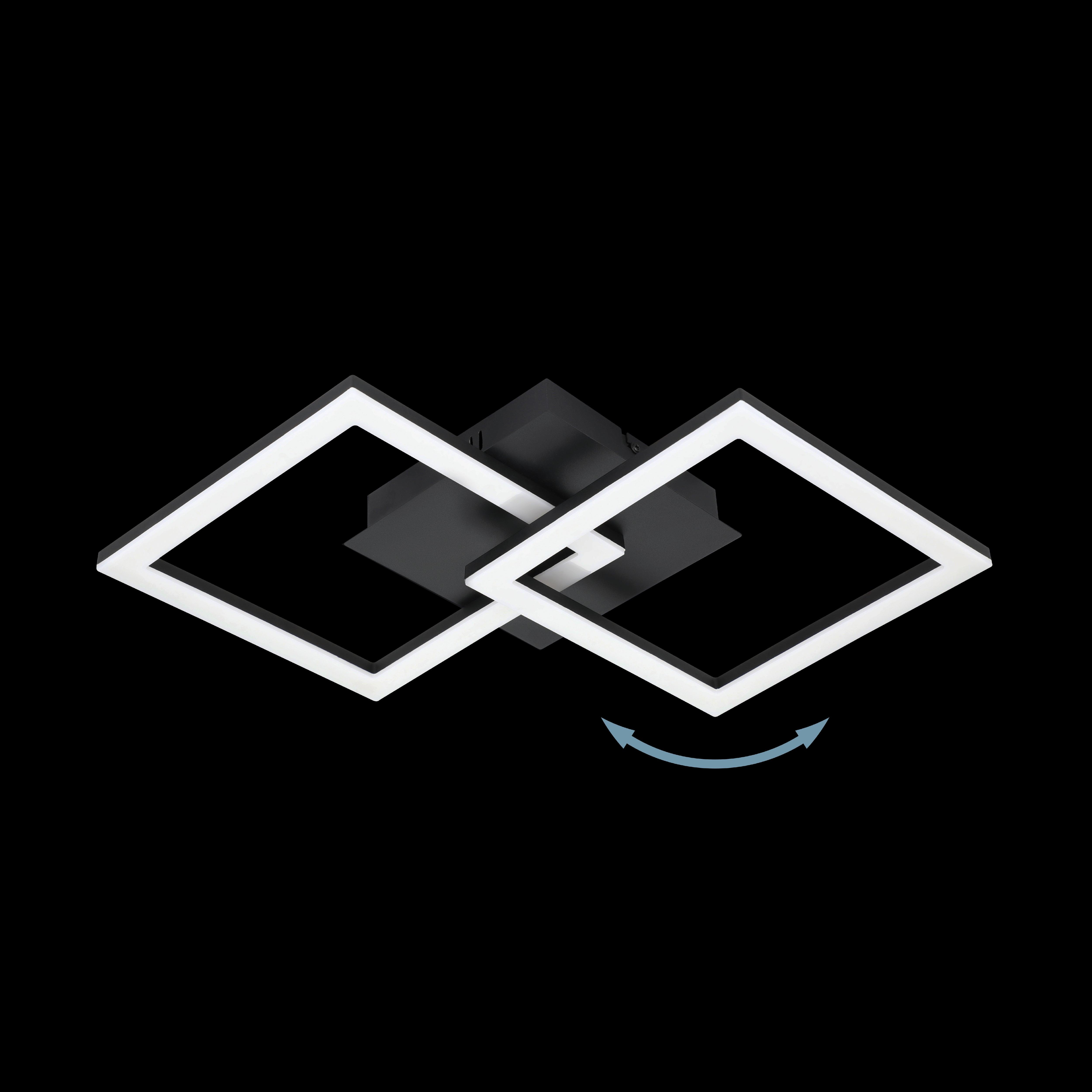 Eglo Connect Paranday Z Smart LED Flush Mount Ceiling Light - Black & White Square Design for Modern Home, Bedroom, or Office Lighting