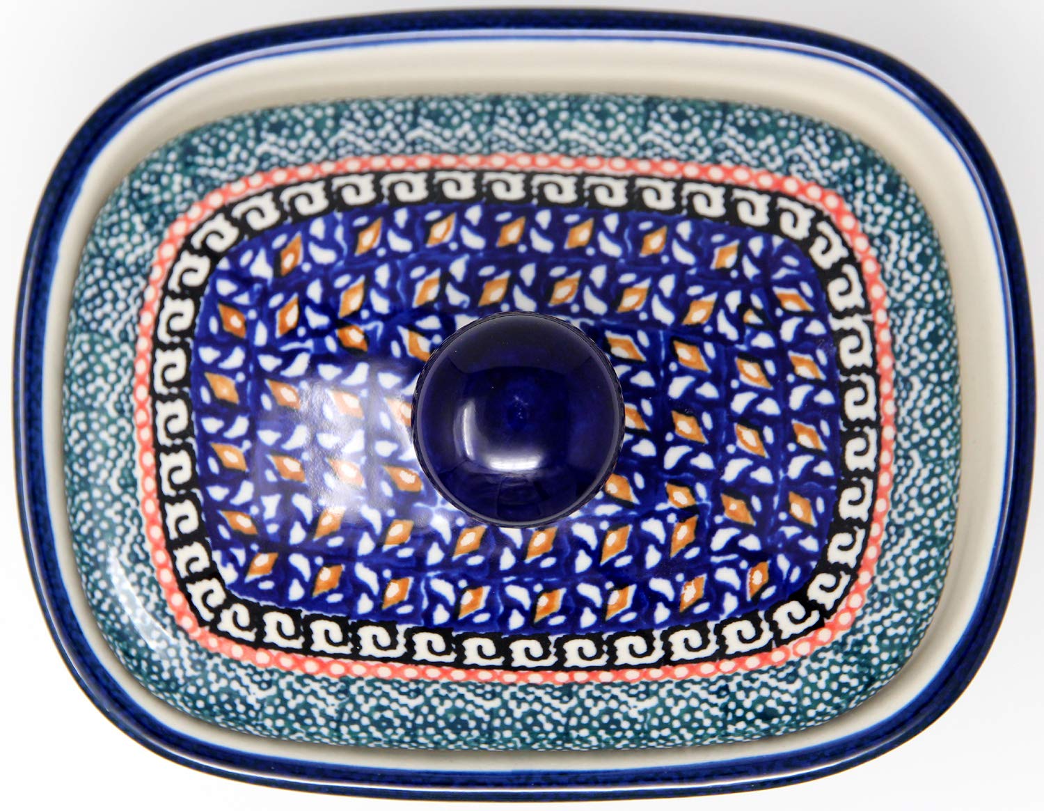 Handmade Polish Pottery Butter Dish from Boleslawiec - 1188-150 Art Unikat Signature Design - Perfect for Kitchen Storage & Elegant Table Setting