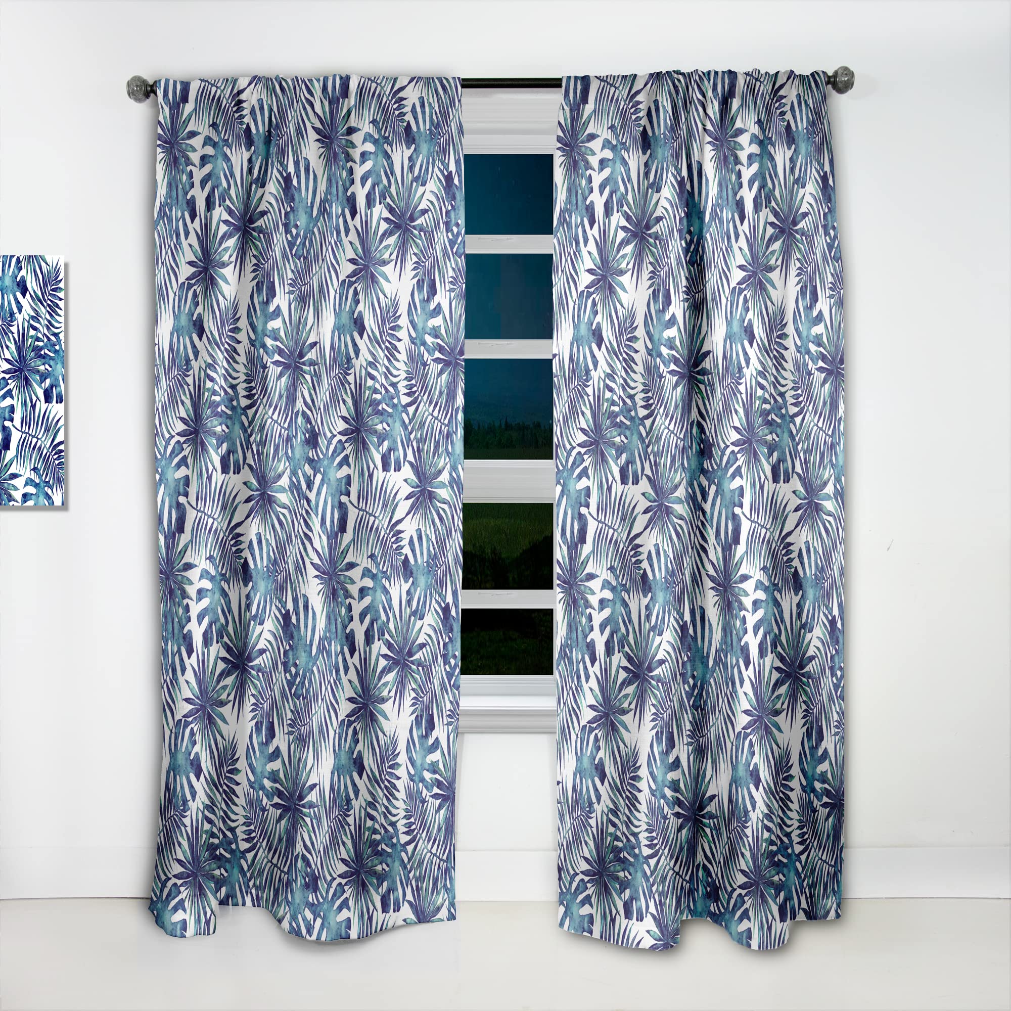 DesignQ Tropical Leaves & Branches Thermal Insulated Curtain Panel - 52x90 Inches - Blackout Drapes for Bedroom & Living Room - Perfect for Home Decor, Privacy & Energy Efficiency