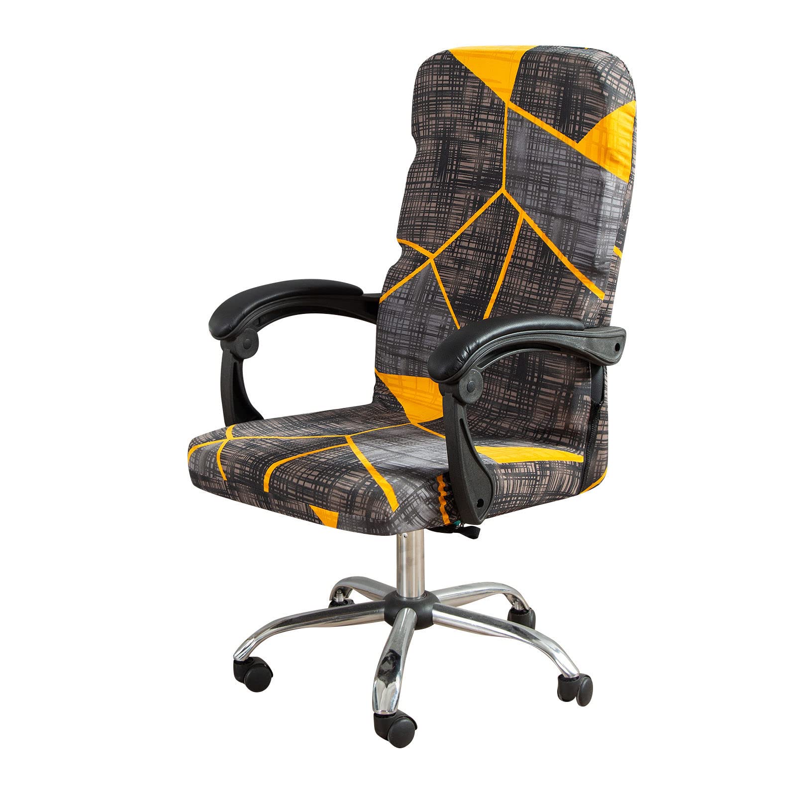 Universal Stretch Office Chair Cover with Zipper - Washable & Removable Desk Chair Protector for Rotating Chairs (Size B-Large) - Perfect for Home Office, Gaming & Conference Room Use
