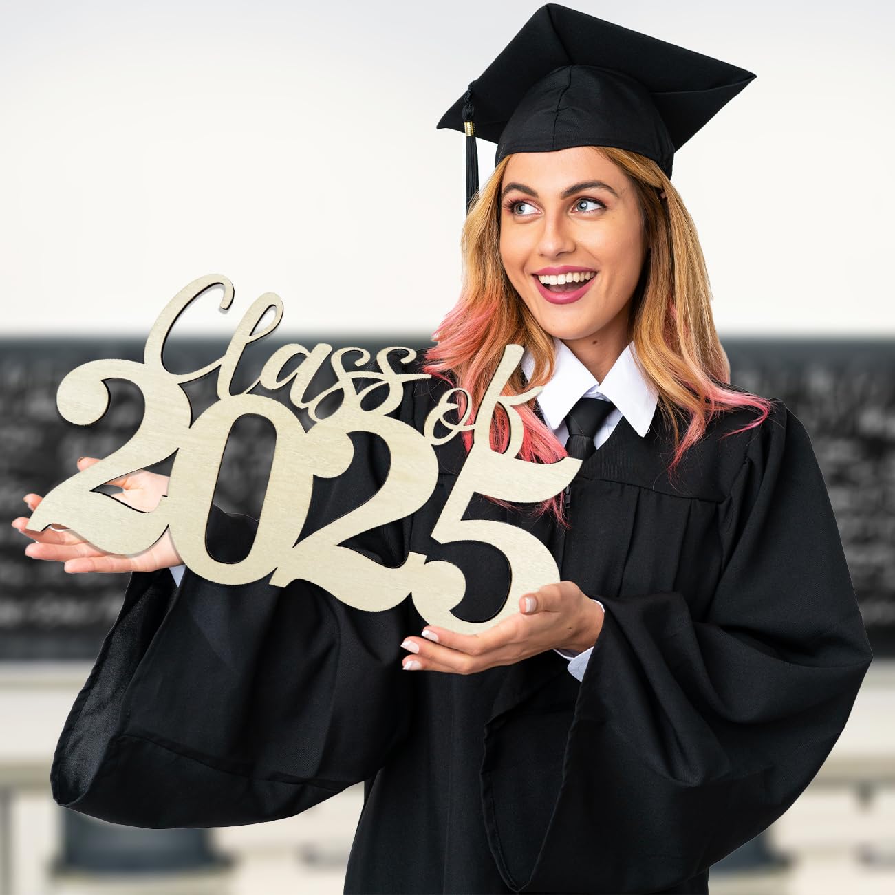 Class of 2025 Wooden Graduation Sign - First Day of School & Photo Booth Prop - 2025 Graduation Decorations, Ornaments & Wood Cutout Signs for Senior Year Celebrations, Parties & Memory Keepsakes
