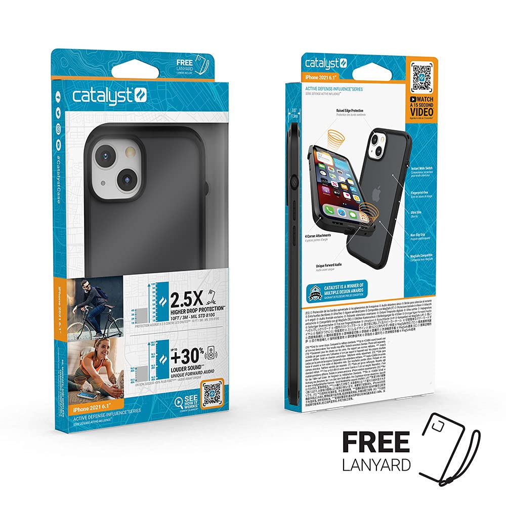 **Catalyst iPhone 13 Mini Case - Slim & Drop Proof Protective Cover with Lanyard, Fingerprint Resistant (Stealth Black) - Perfect for Outdoor, Travel & Everyday Use**