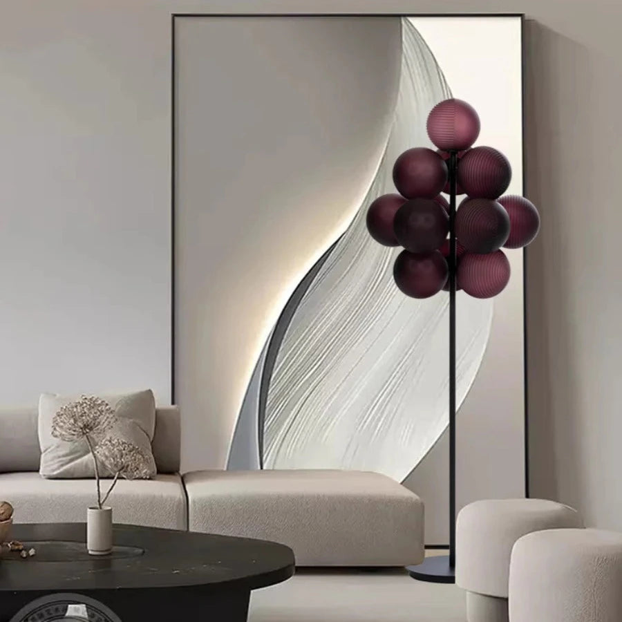 Modern Water Ripple Balloon Floor Lamp - LED Ambient Lighting for Bedroom, Living Room & Office Decor - Dimmable Standing Light for Relaxing Atmosphere