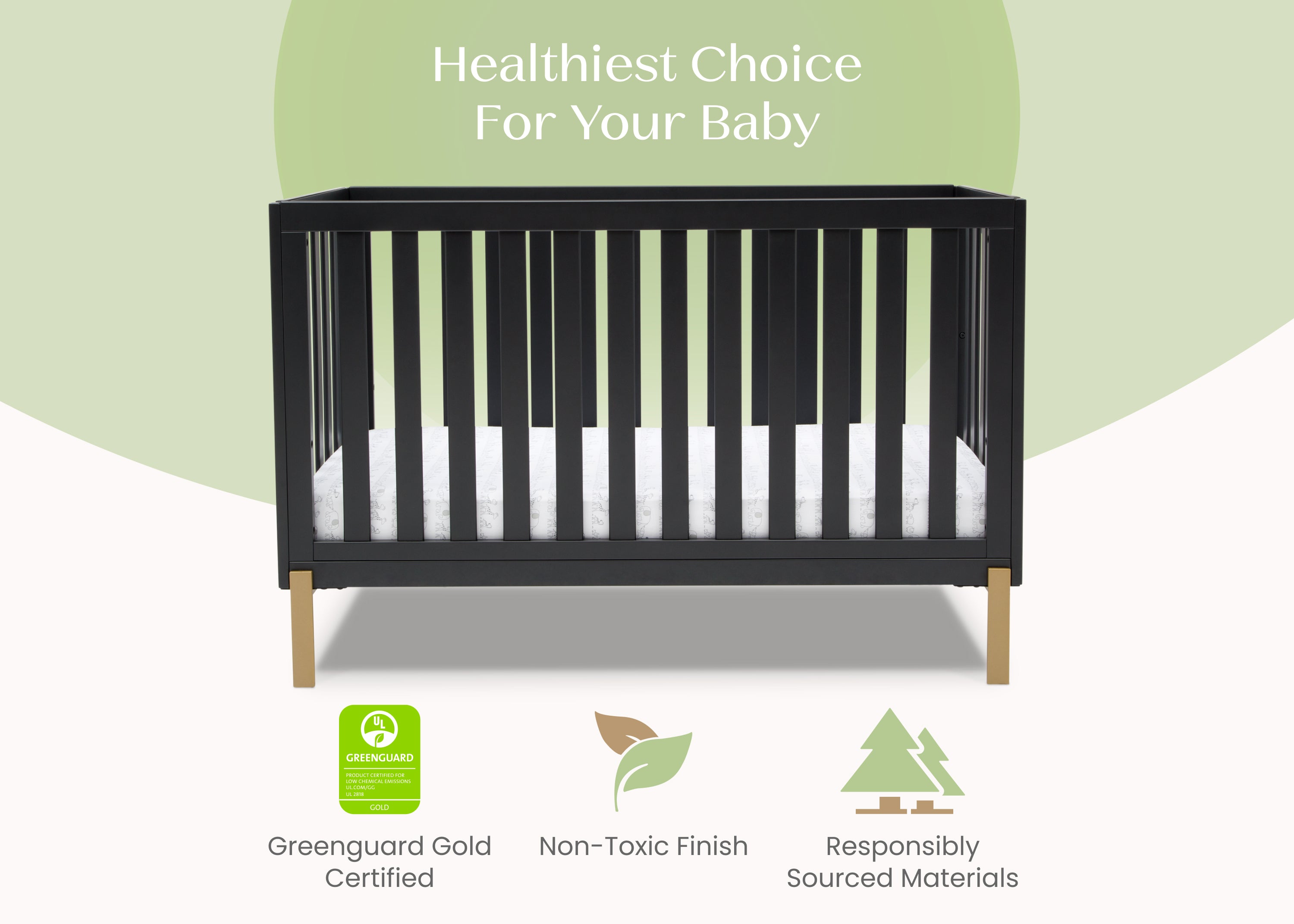 Hendrix 4-in-1 Convertible Baby Crib - Toddler Bed, Daybed & Full-Size Bed - Safe Nursery Furniture for Boys & Girls - Perfect for Newborn to Teen Years