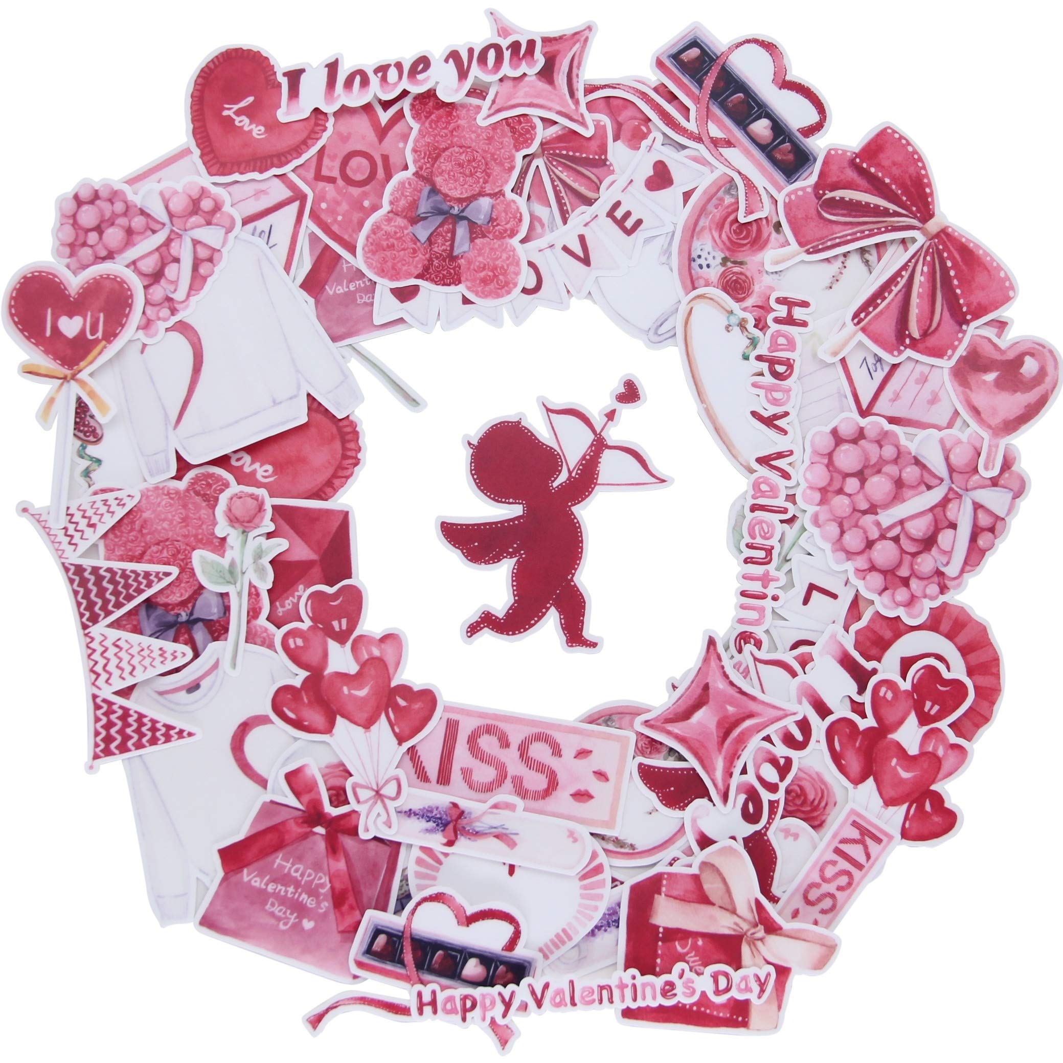 56pcs Waterproof Valentine's Day Stickers - Sweet Love Romantic Vinyl Decals for Scrapbooking, Laptop, Water Bottle, Journaling | Perfect for DIY Crafts, Gift Wrapping & Personalized Decorations