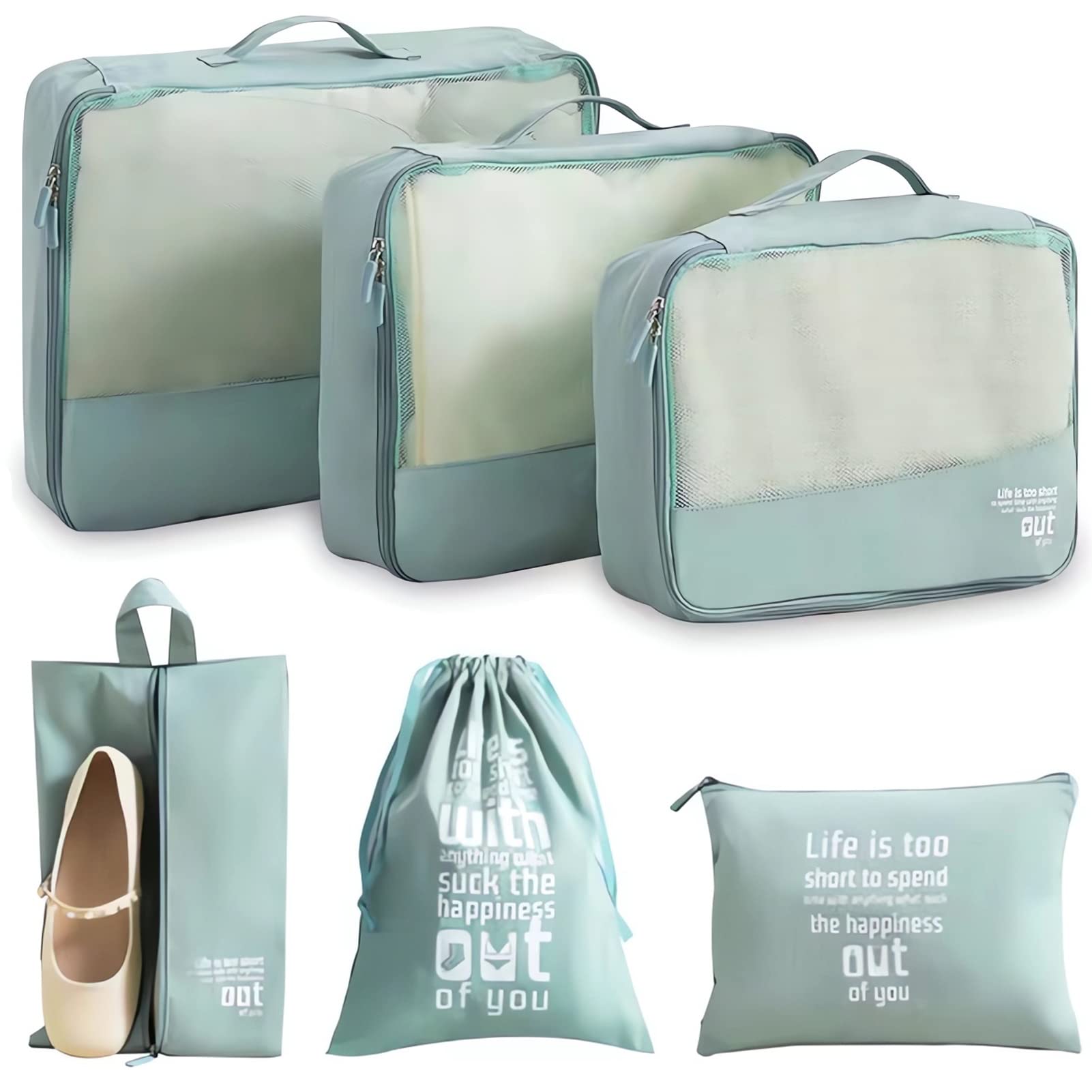 6-Piece Packing Cubes Set for Suitcases - Travel Luggage Organizers with Compression (Blue) | Perfect for Business Trips, Vacations & Carry-On Organization