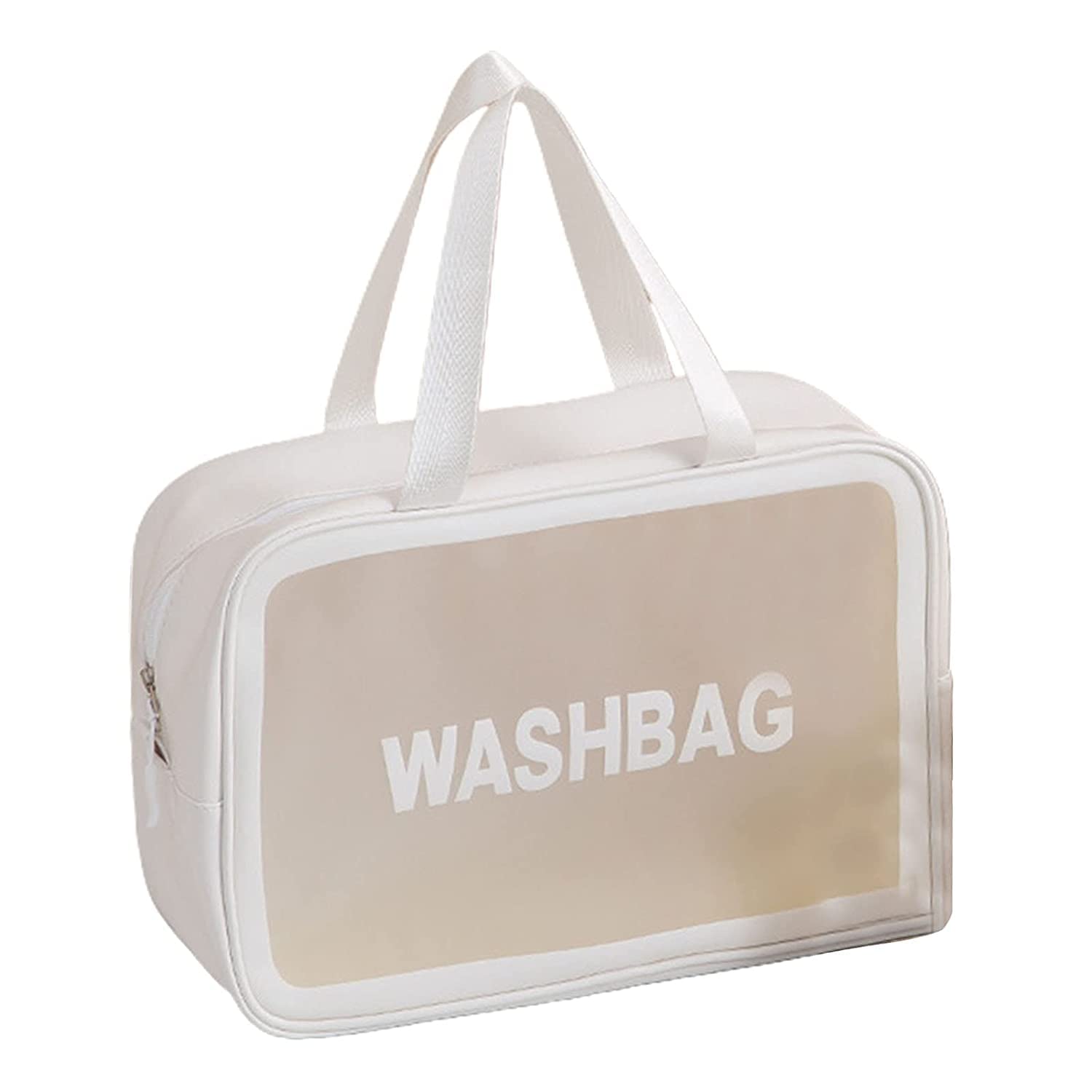 Salepush Clear Toiletry Bag - Transparent Cosmetic Wash Bag with Zipper, Travel Makeup Organizer for Women & Men, Waterproof Grooming Kit & Jewelry Pouch - Perfect for Air Travel, Gym, Camping & Daily Use (White)