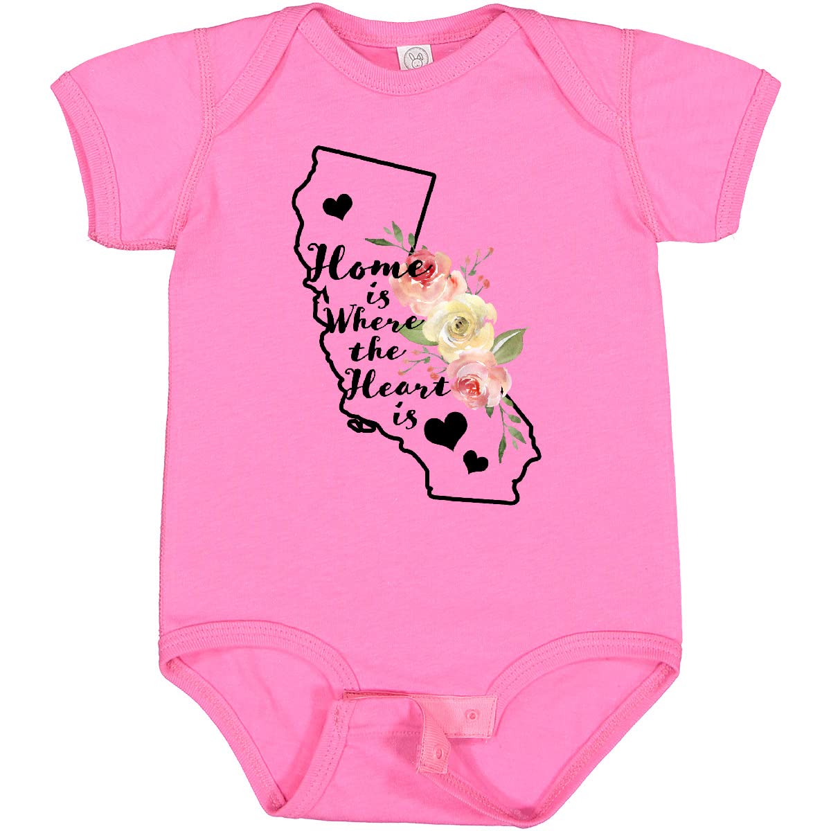 Inktastic California Home is Where The Heart is Watercolor Baby Bodysuit - Soft Organic Cotton Onesie for Newborns & Infants - Perfect for Family Photos, Baby Showers & Everyday Wear