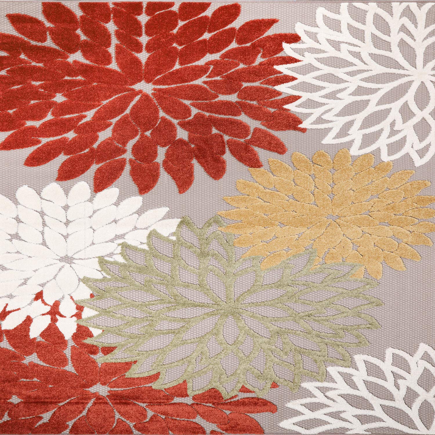 Eviva Nature 5x5 Feet Orange Cream Modern Abstract Area Rug - Soft Non-Slip Living Room Carpet for Bedroom, Dorm & Home Decor