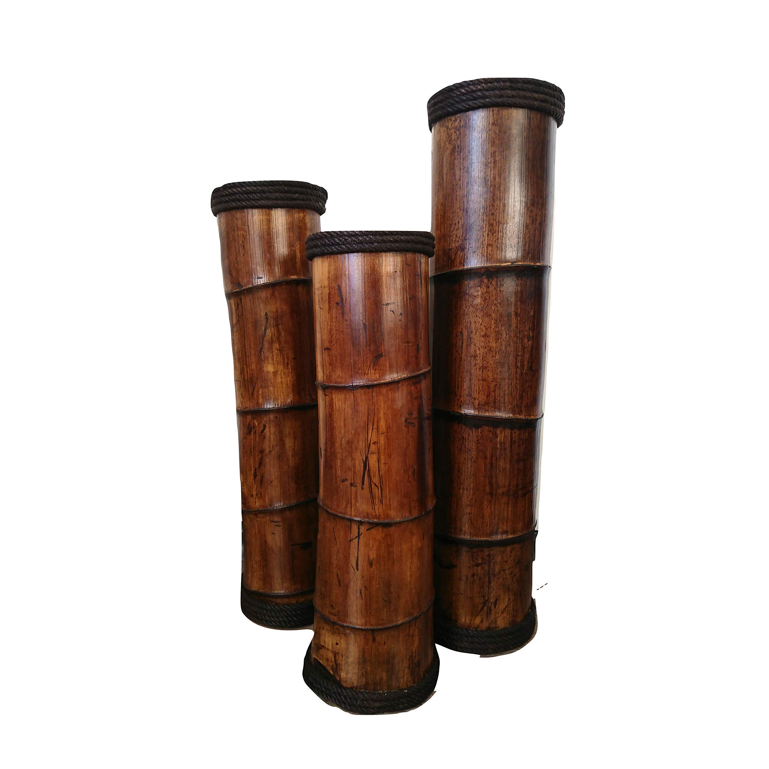 Bamboo Floor Vases Set of 3 - Tall Decorative Vases for Home Decor, Living Room, Entryway - Natural Bamboo Vases in Multiple Heights (28